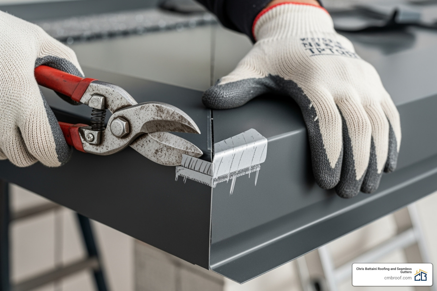 Cutting and bending process for a corner - metal roof eave trim installation