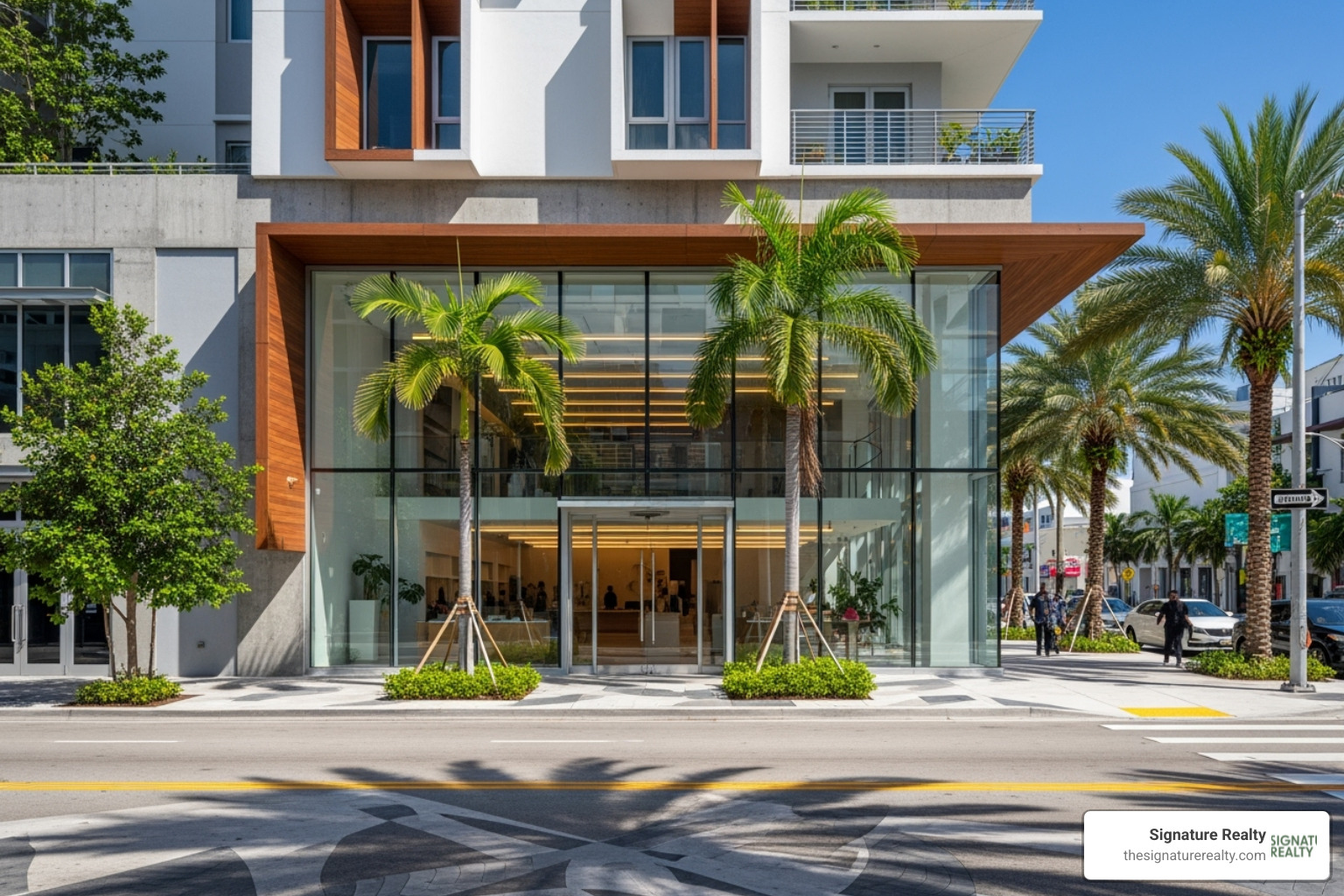 modern retail storefront in a Wynwood mixed-use building - commercial space for rent in wynwood miami