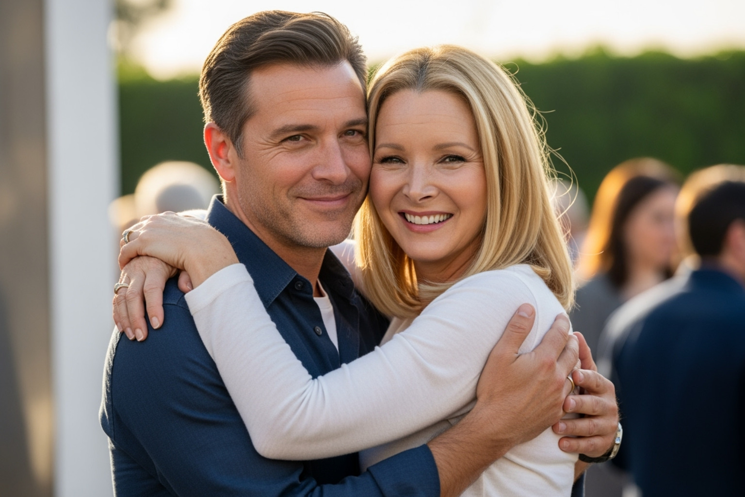 Lisa Kudrow smiling warmly, embracing her husband Michel Stern -  lisa kudrow