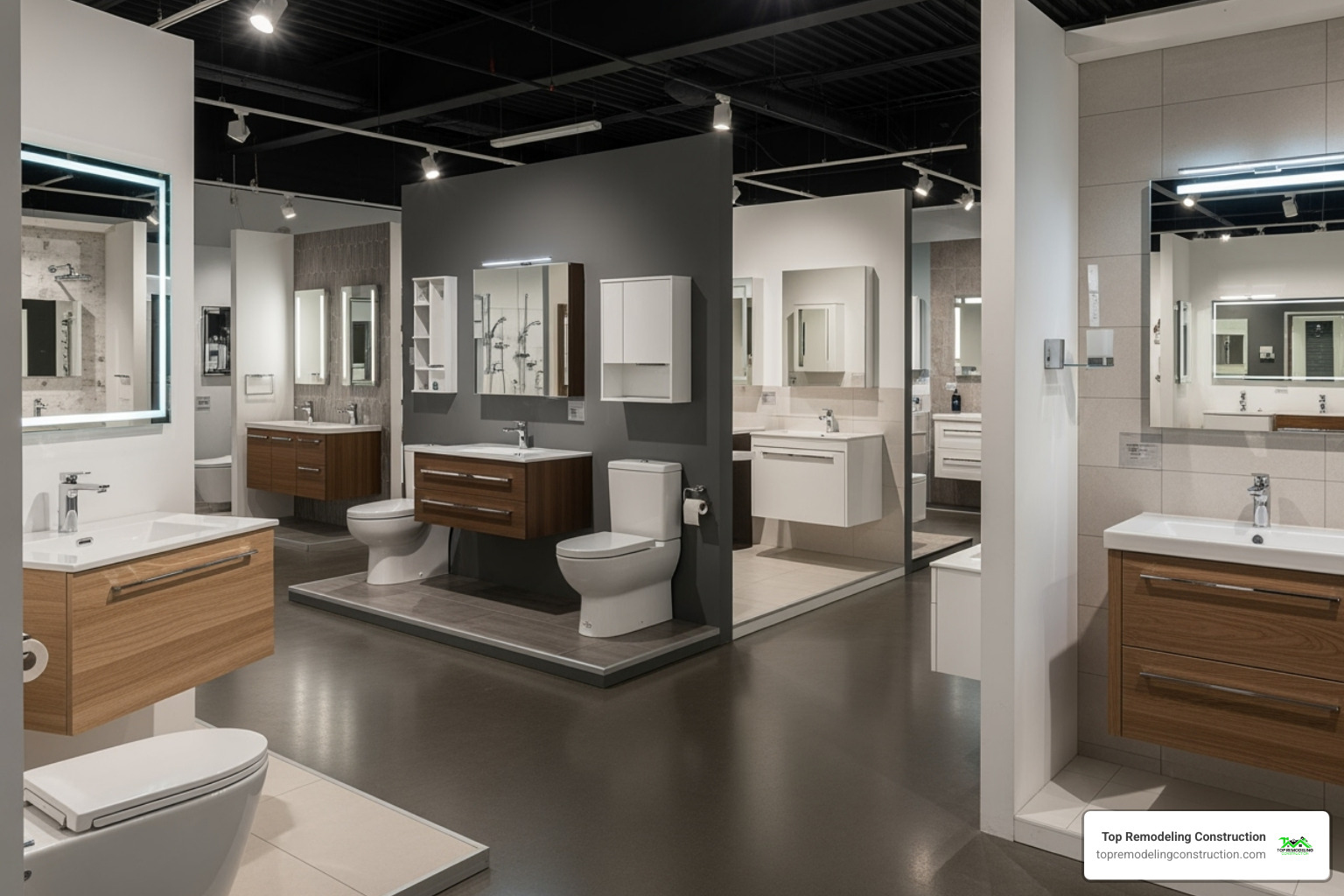 Well-lit bathroom fixture showroom - Bathroom fixtures Las Vegas NV