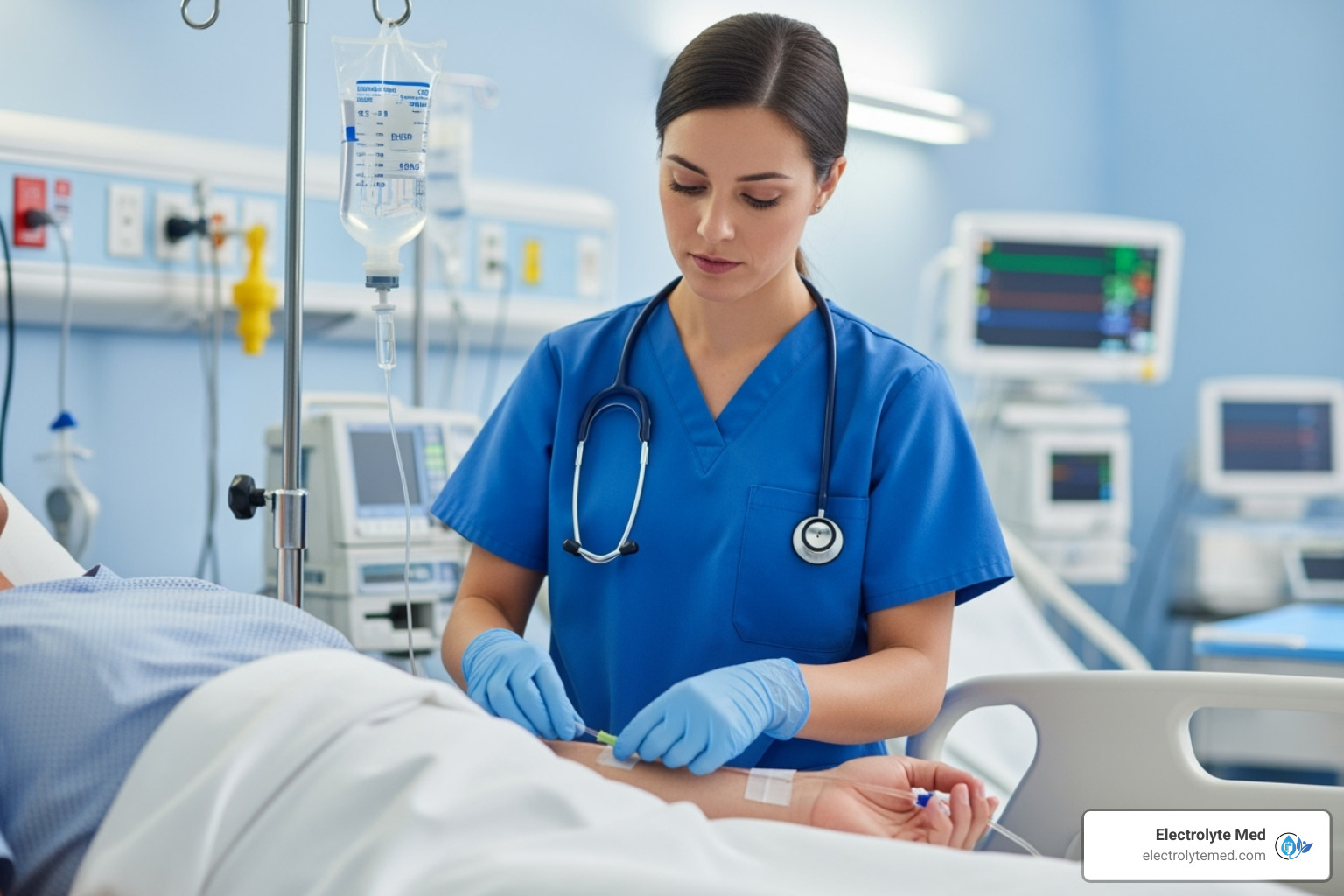 Registered nurse administering IV drip - iv therapy los angeles