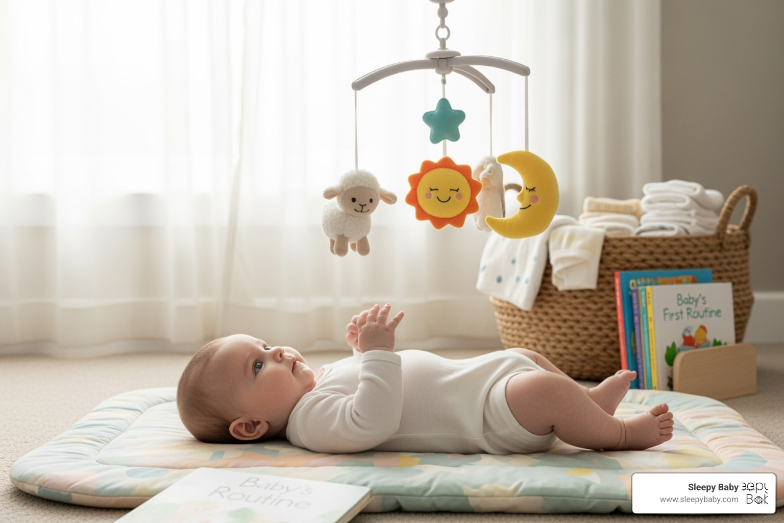 Parent looking thoughtfully at a baby in a crib - routine for a 3 month old