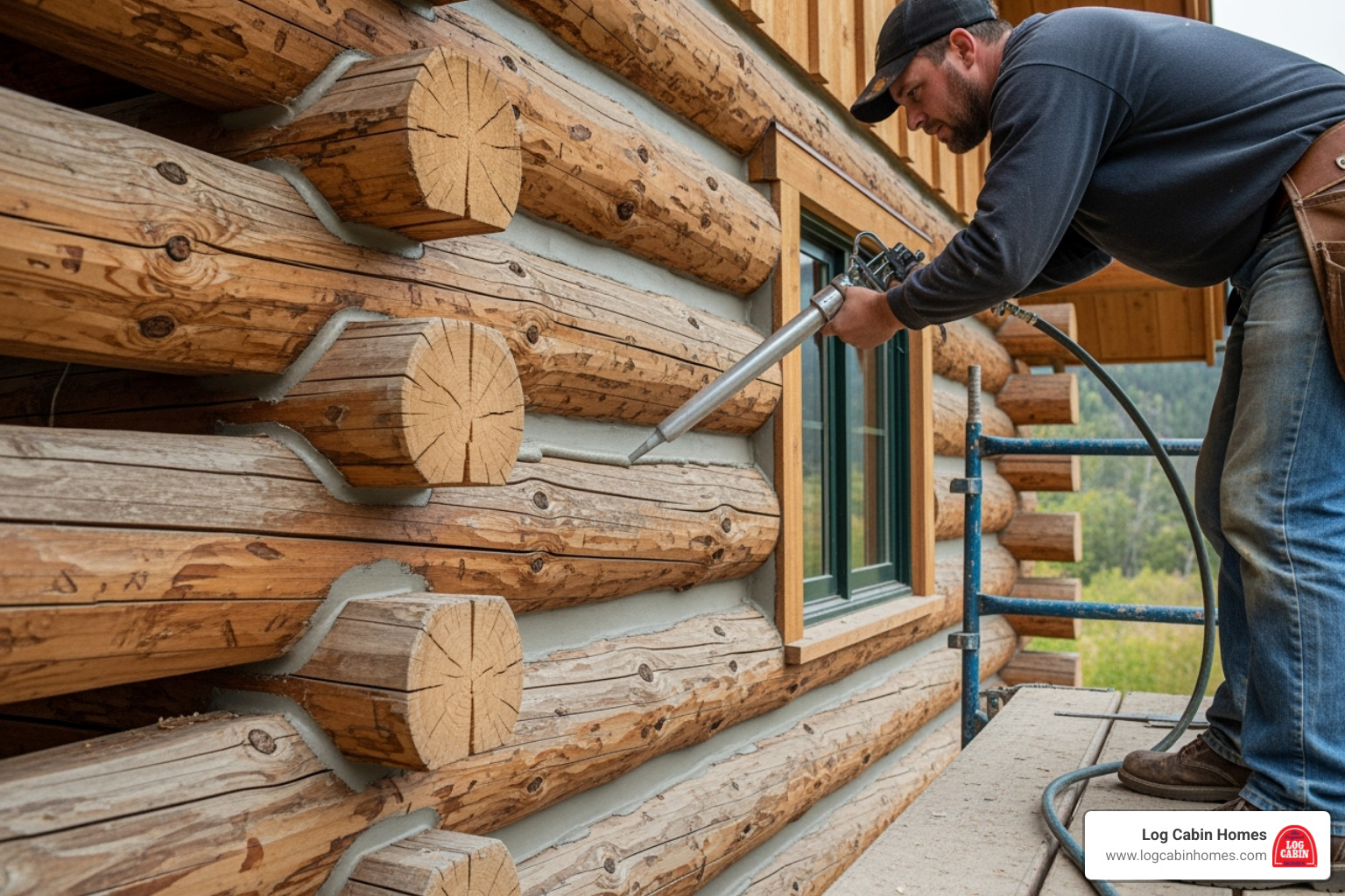 application of chinking between logs - log home upkeep application of chinking between logs - log home upkeep