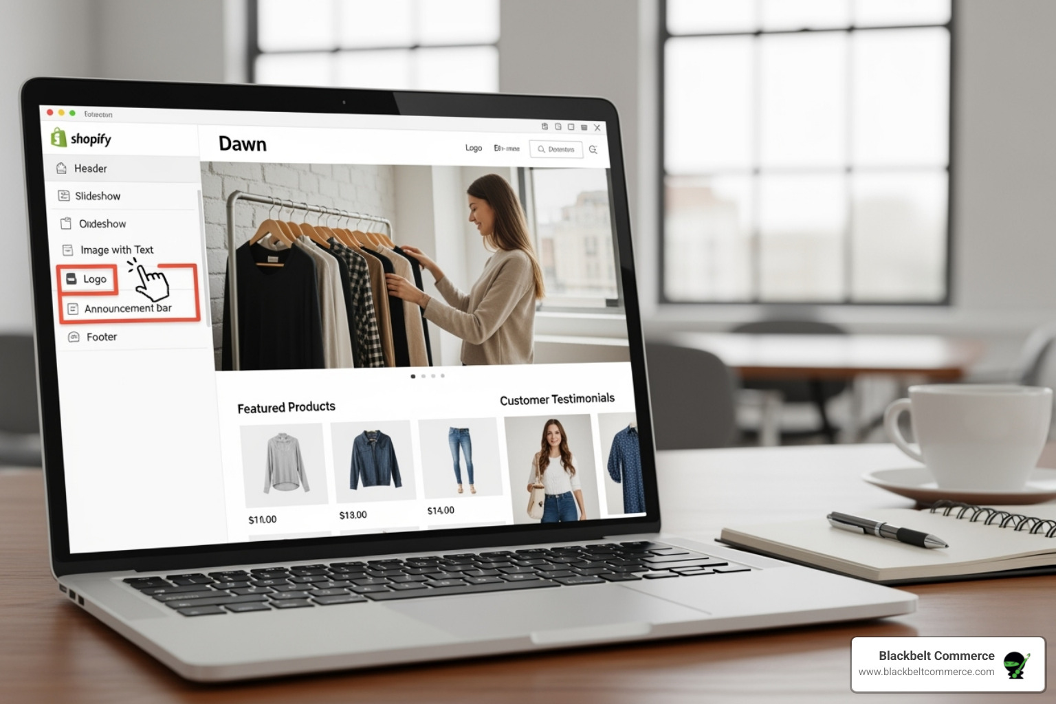 Theme settings panel for colors and typography - customizing dawn theme shopify