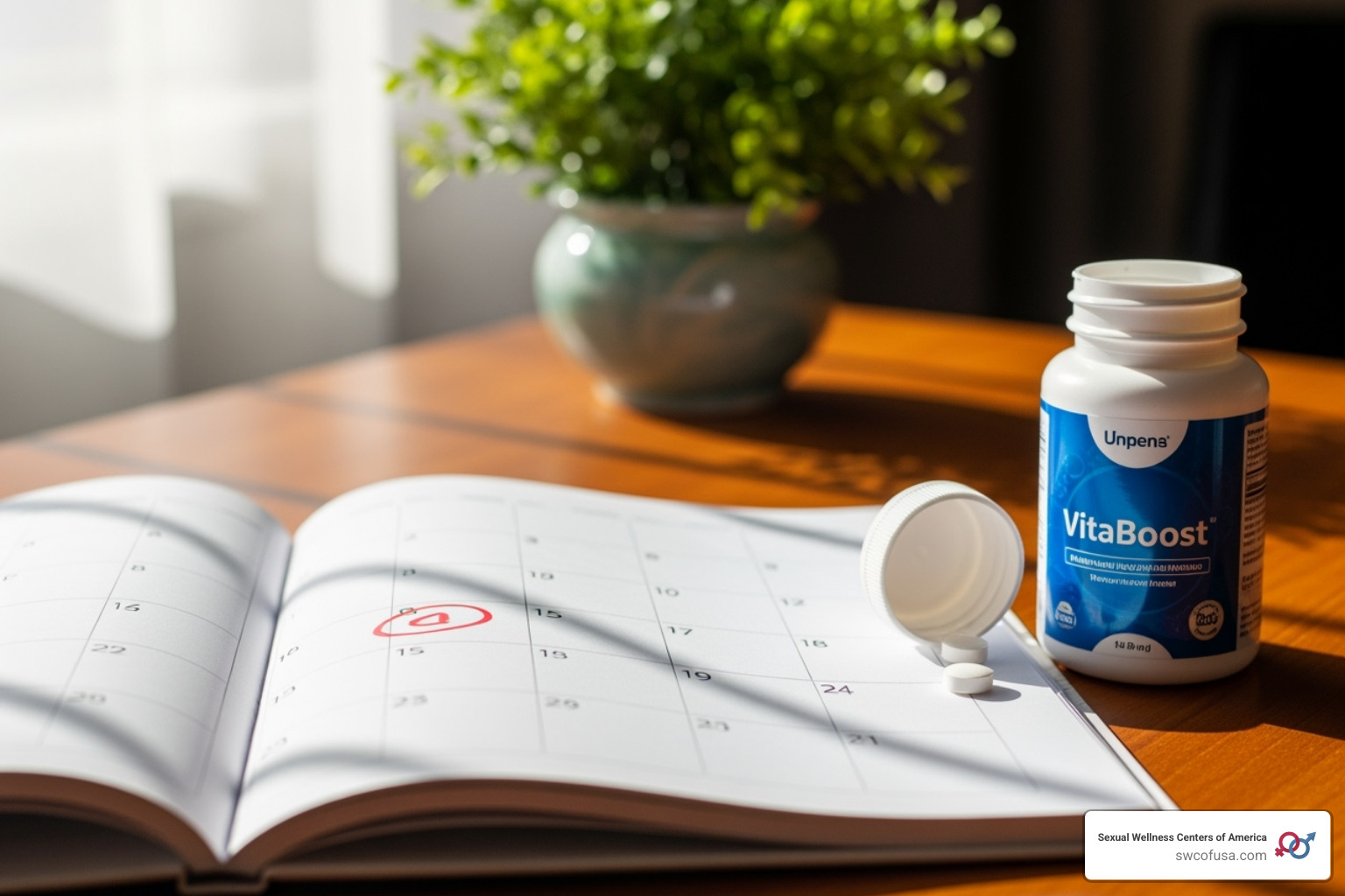 Calendar and a supplement bottle, symbolizing a planned and safe regimen - peptide supplements for muscle growth Calendar and a supplement bottle, symbolizing a planned and safe regimen - peptide supplements for muscle growth
