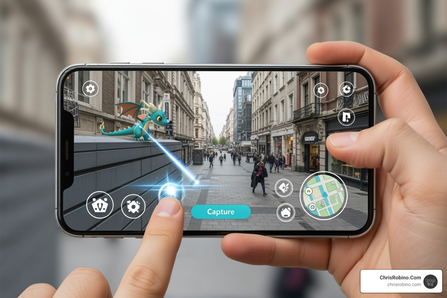 of a user interacting with an AR application on their smartphone - media industry trends 2024