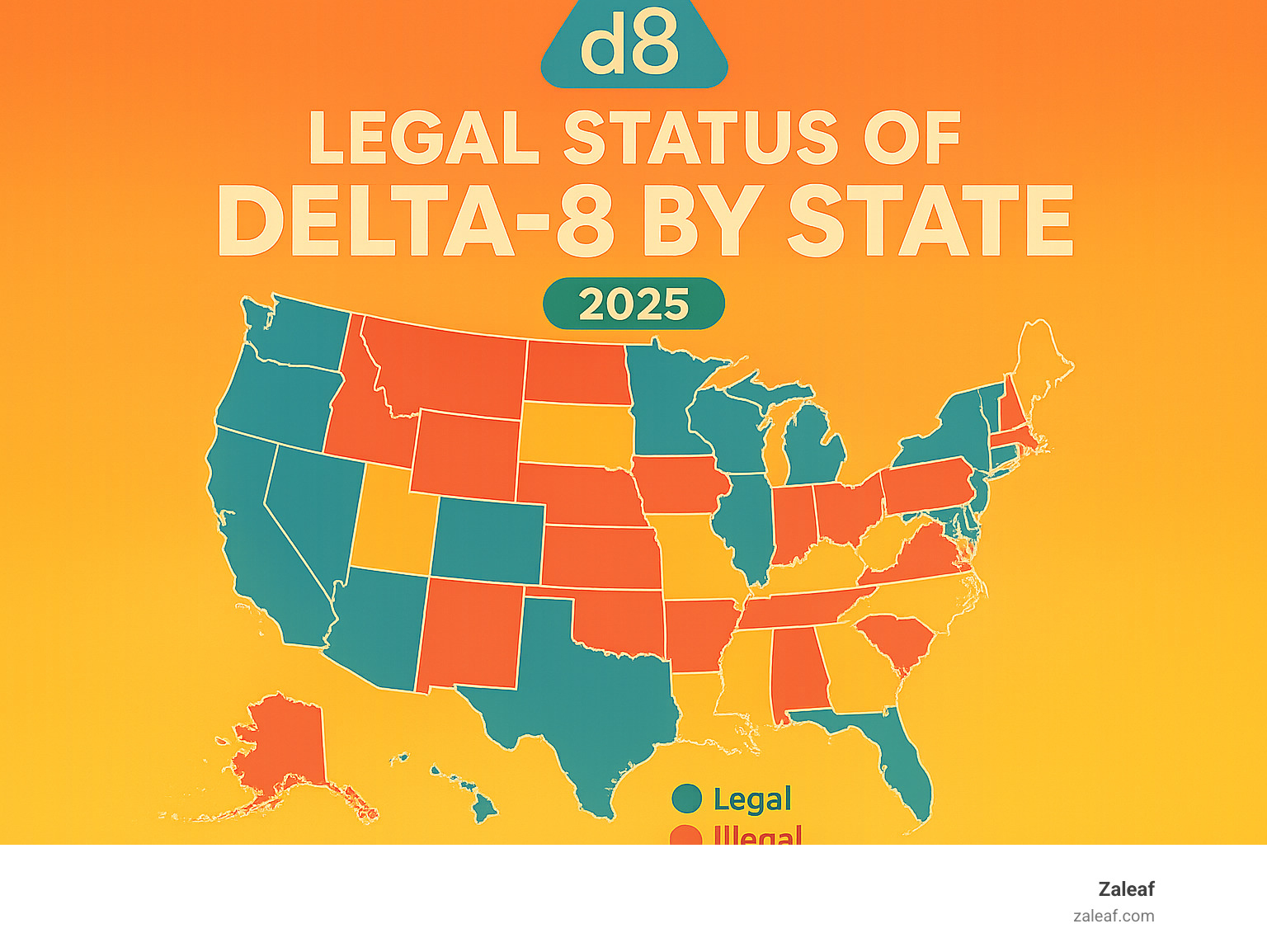 Legal status of Delta-8 by state - d8 infographic 