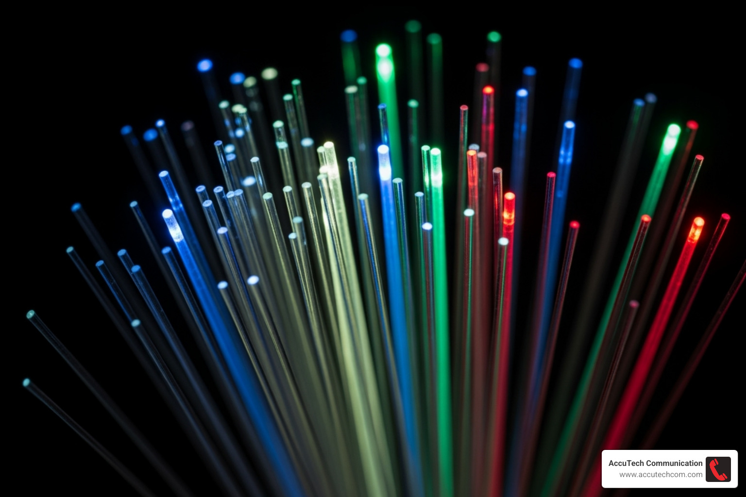 Fiber optic cable strand glowing - data cabling price per point