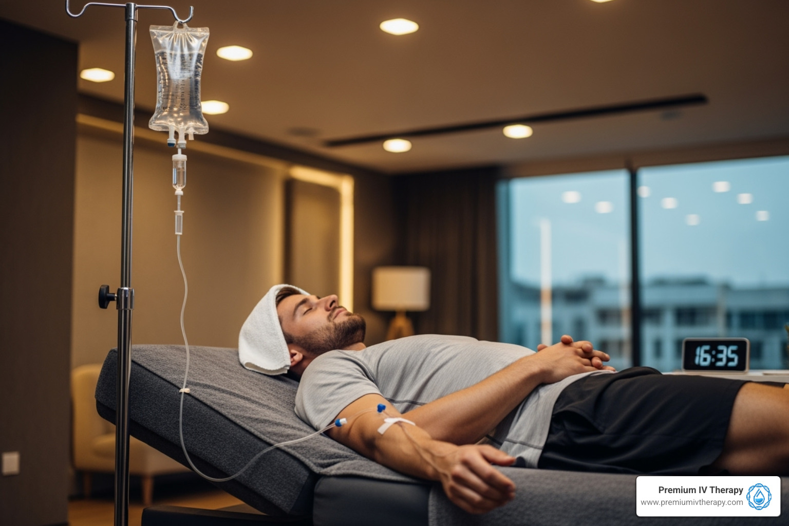 athlete using IV therapy for post-workout recovery - mobile iv therapy services