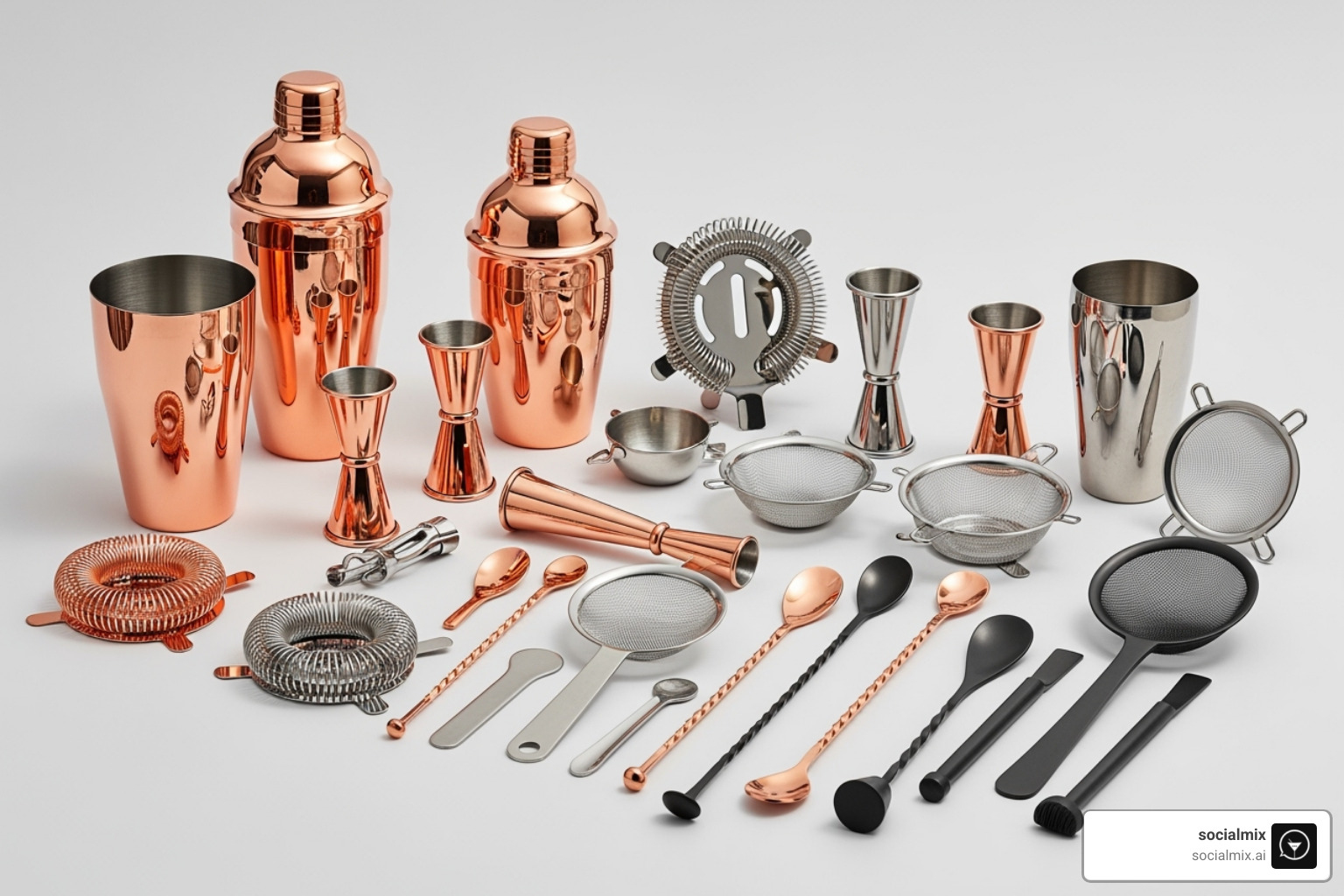 stylish, complete bartender tool kit in various finishes - christmas gifts for mixologists