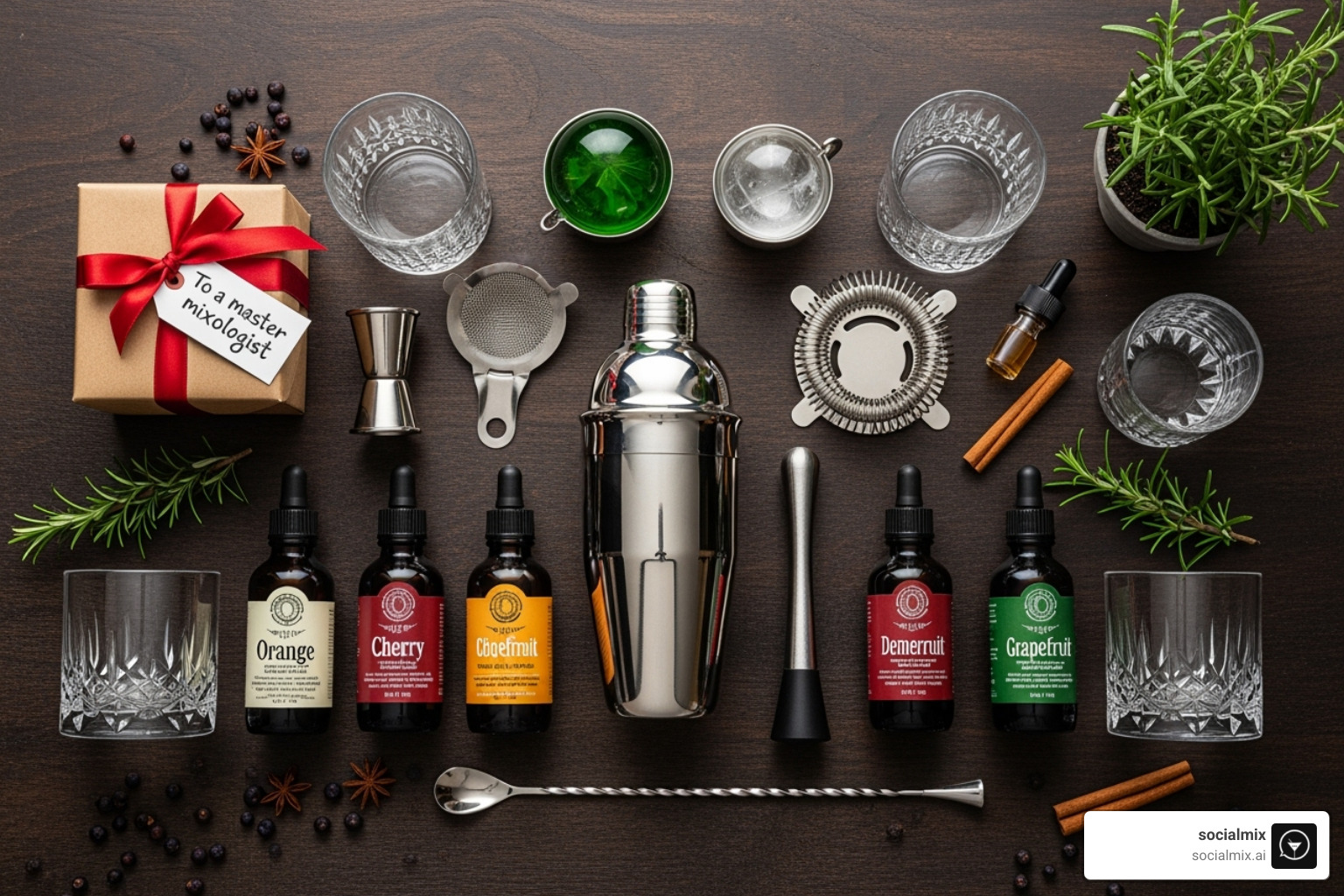 collection of artisanal bitters, syrups, and non-alcoholic spirits - christmas gifts for mixologists