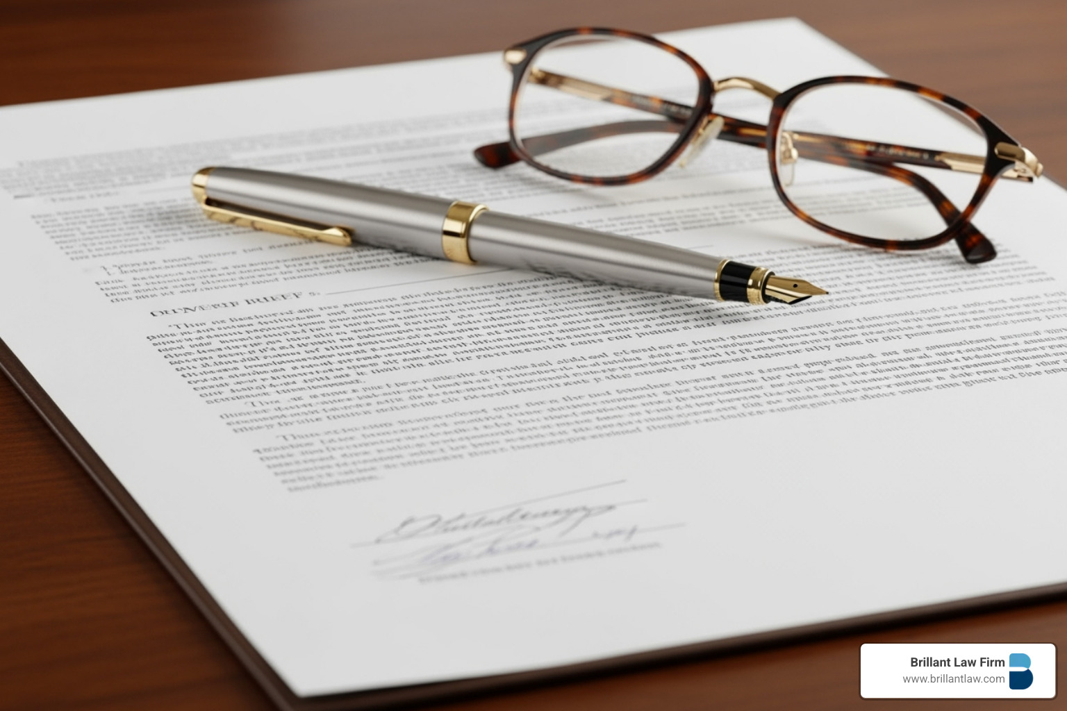 professional legal document with a pen and glasses on top - business tax dispute lawyer