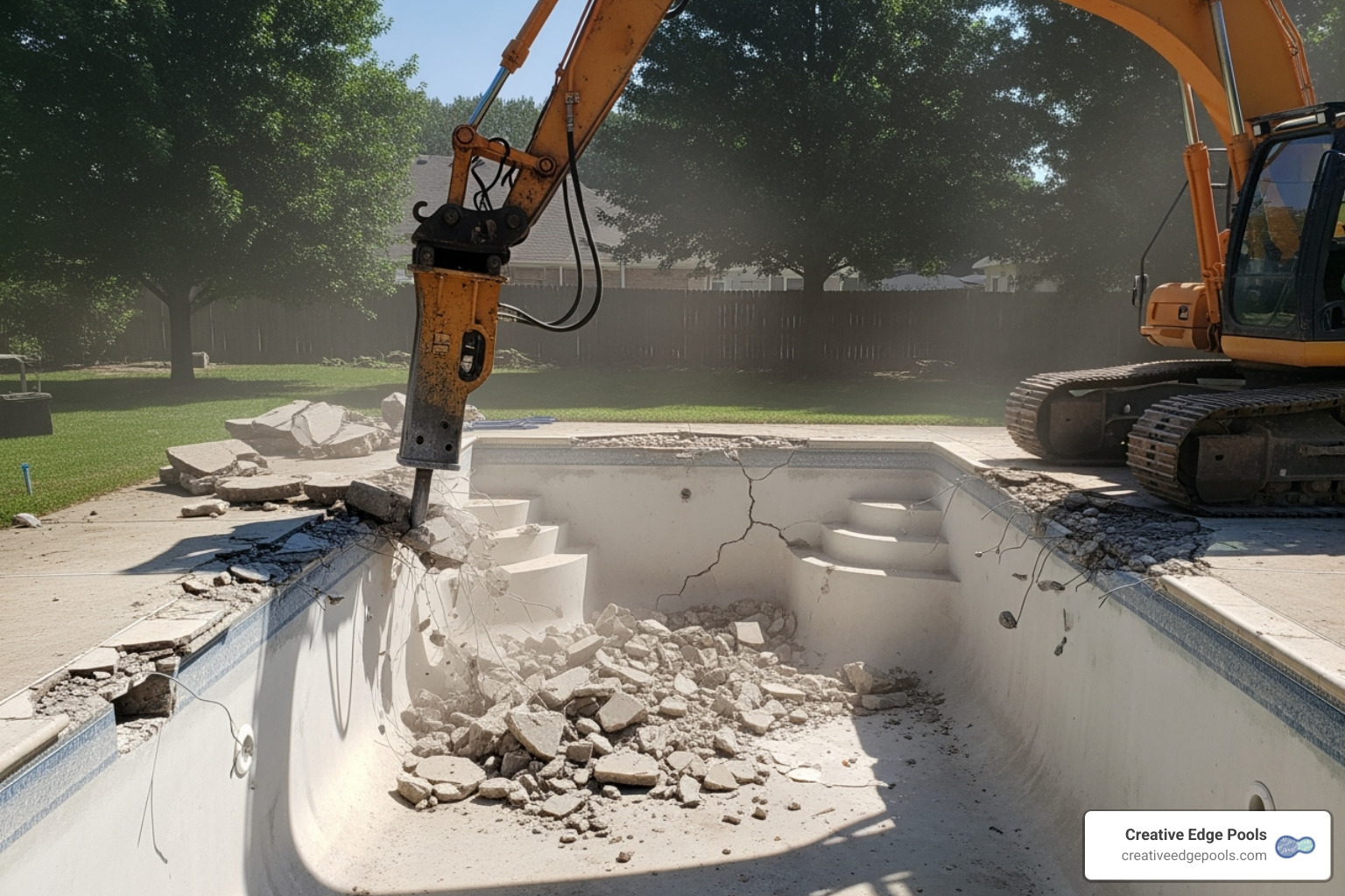 heavy machinery beginning a pool demolition project - how much will it cost to fill a pool