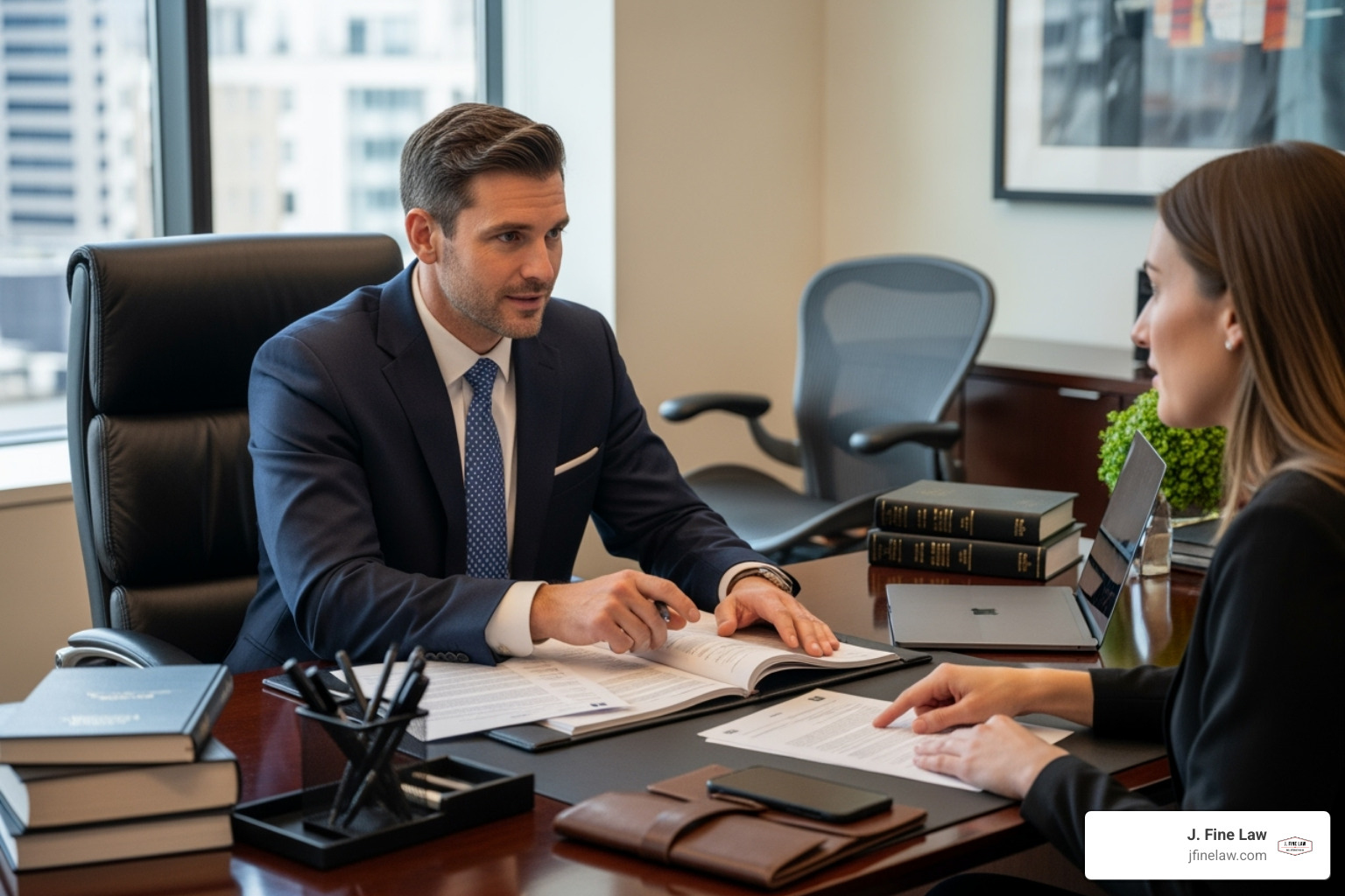 lawyer consulting with client - philadelphia ice slip and fall lawyer