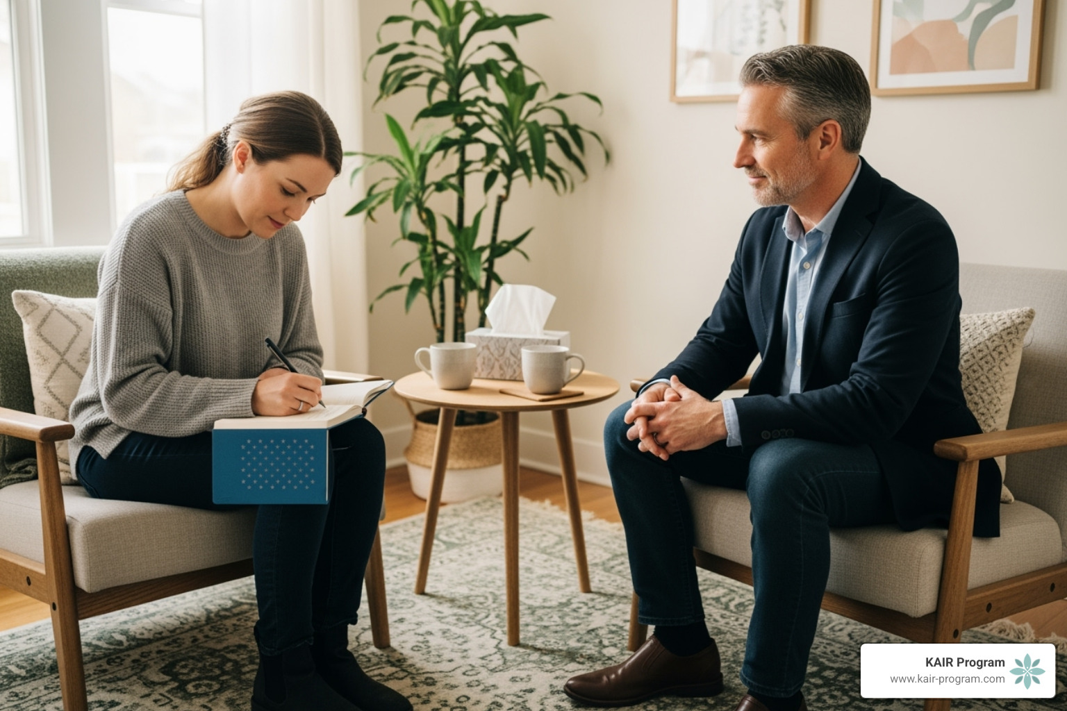 patient journaling with therapist - ketamine wellness therapy