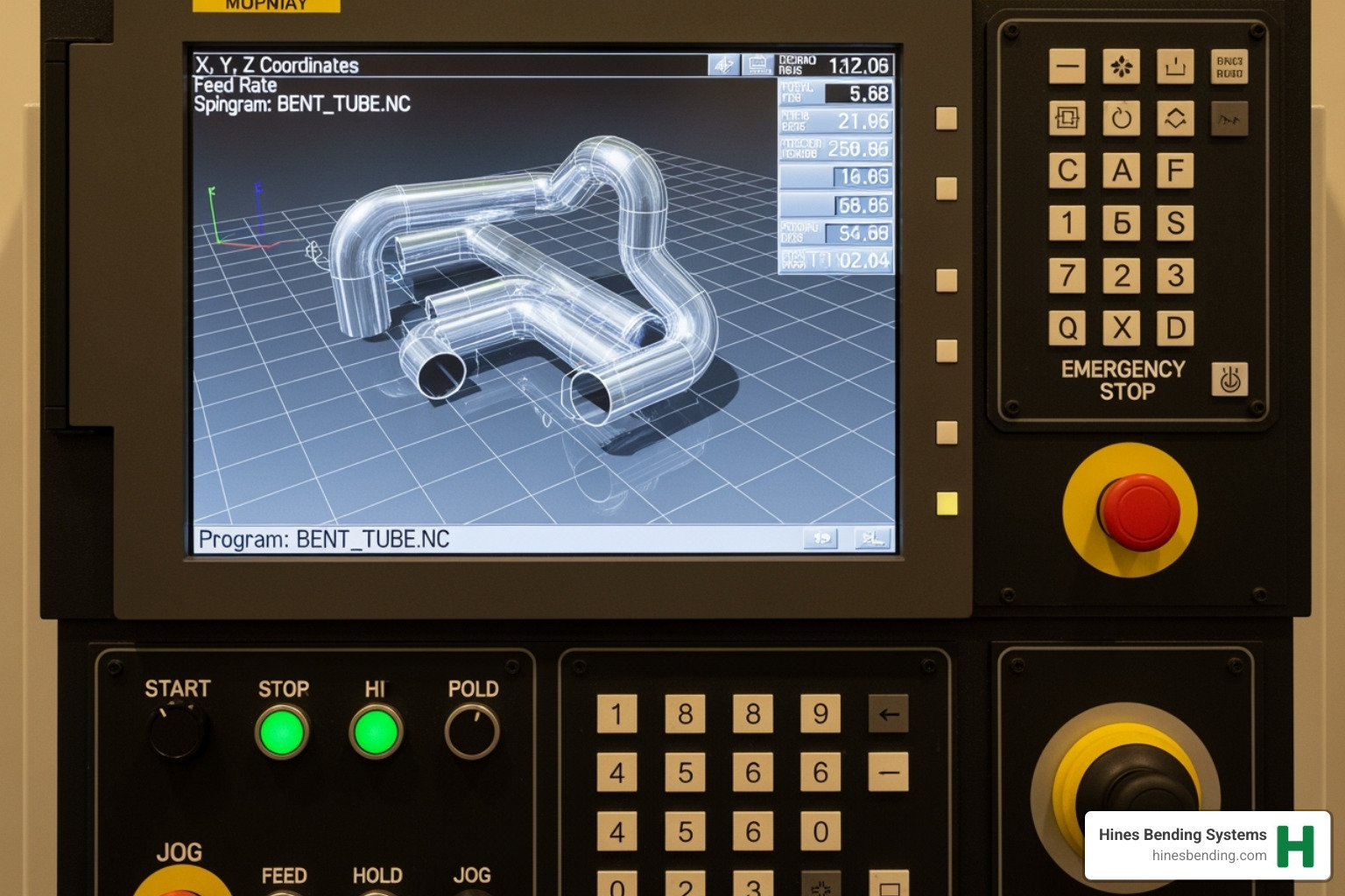 Hines CNC control panel with 3D part simulation - cnc electric tube bender