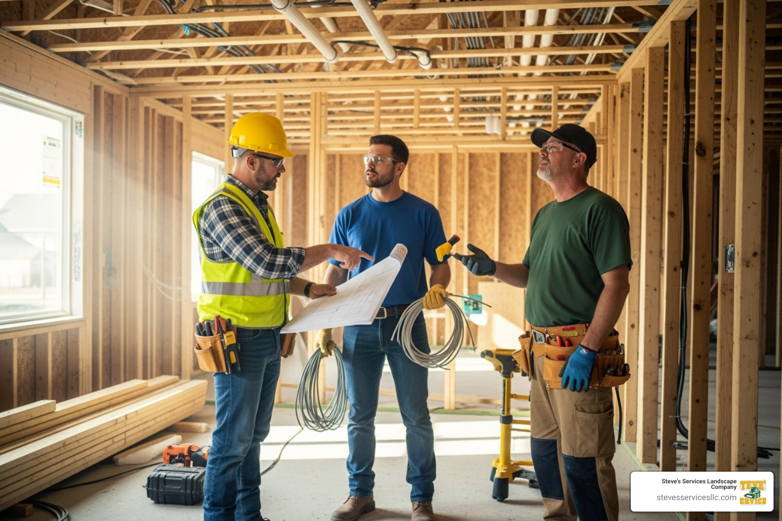 General contractor coordinating with electricians and plumbers - General Contracting Services