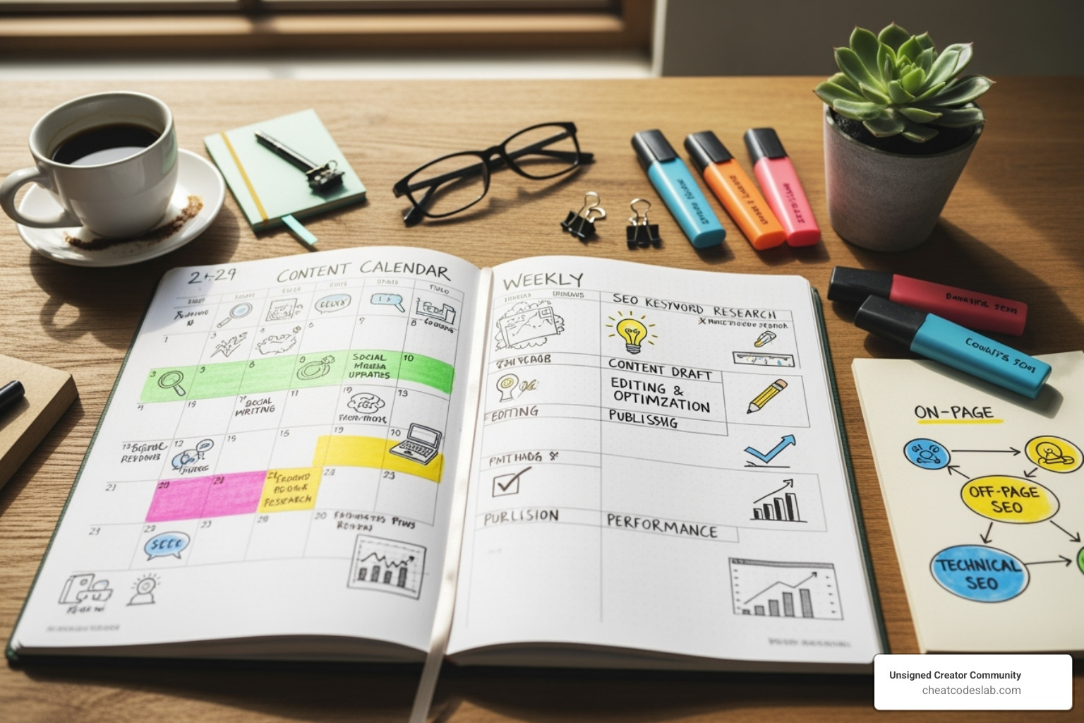detailed spreadsheet-based content calendar - SEO content calendar