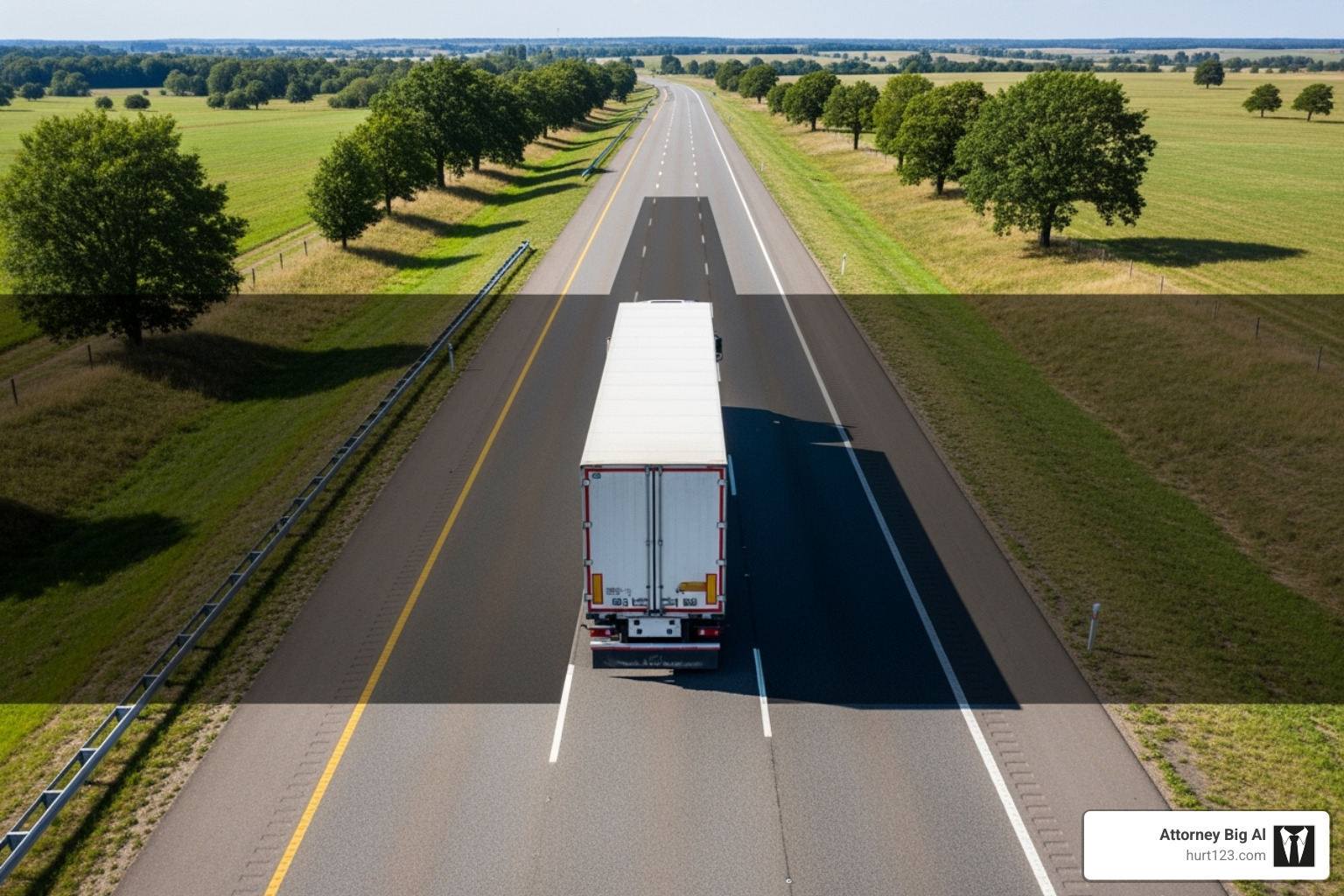 Commercial truck's blind spot diagram - truck crash injury lawyer