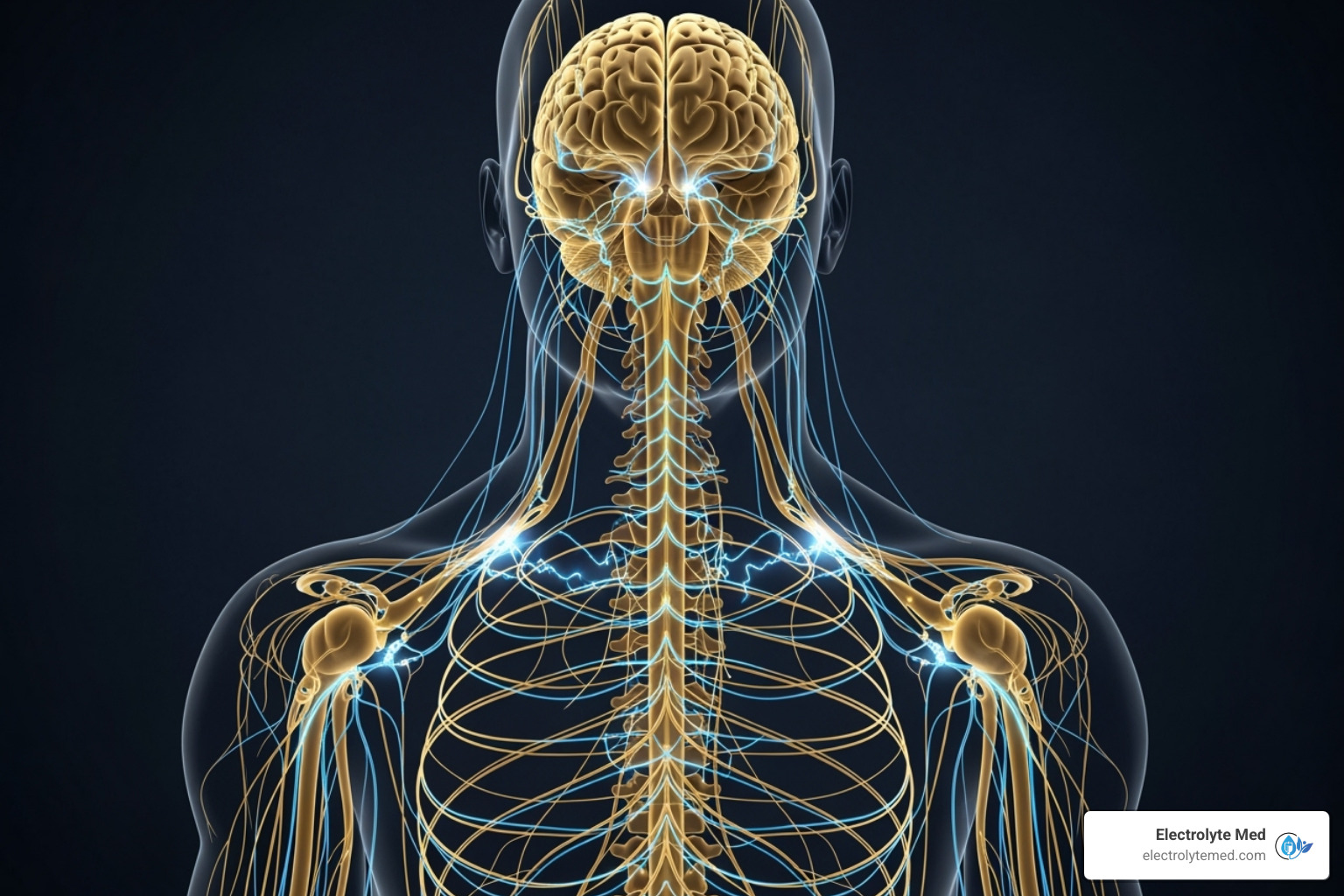 illustrating the electrical function of electrolytes in the body's nervous system - electrolyte iv