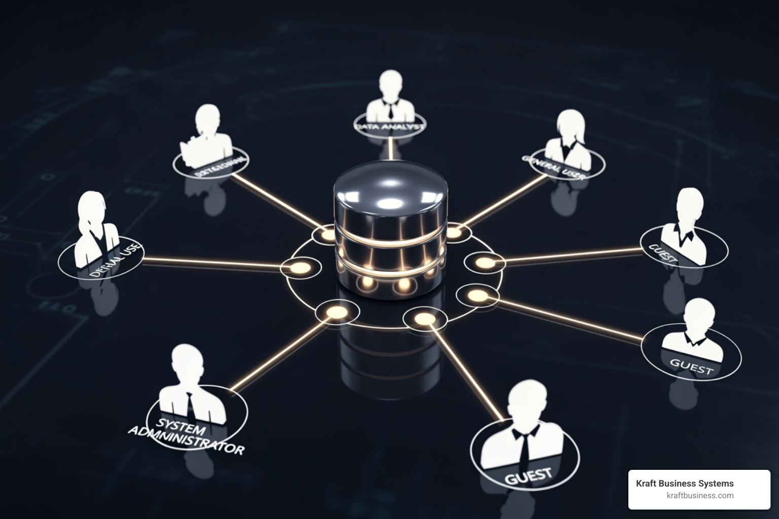 Image illustrating the principle of least privilege with user roles - best practices for database application security