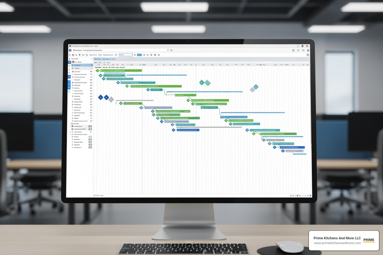 Project timeline or Gantt chart example - kitchen remodeling services