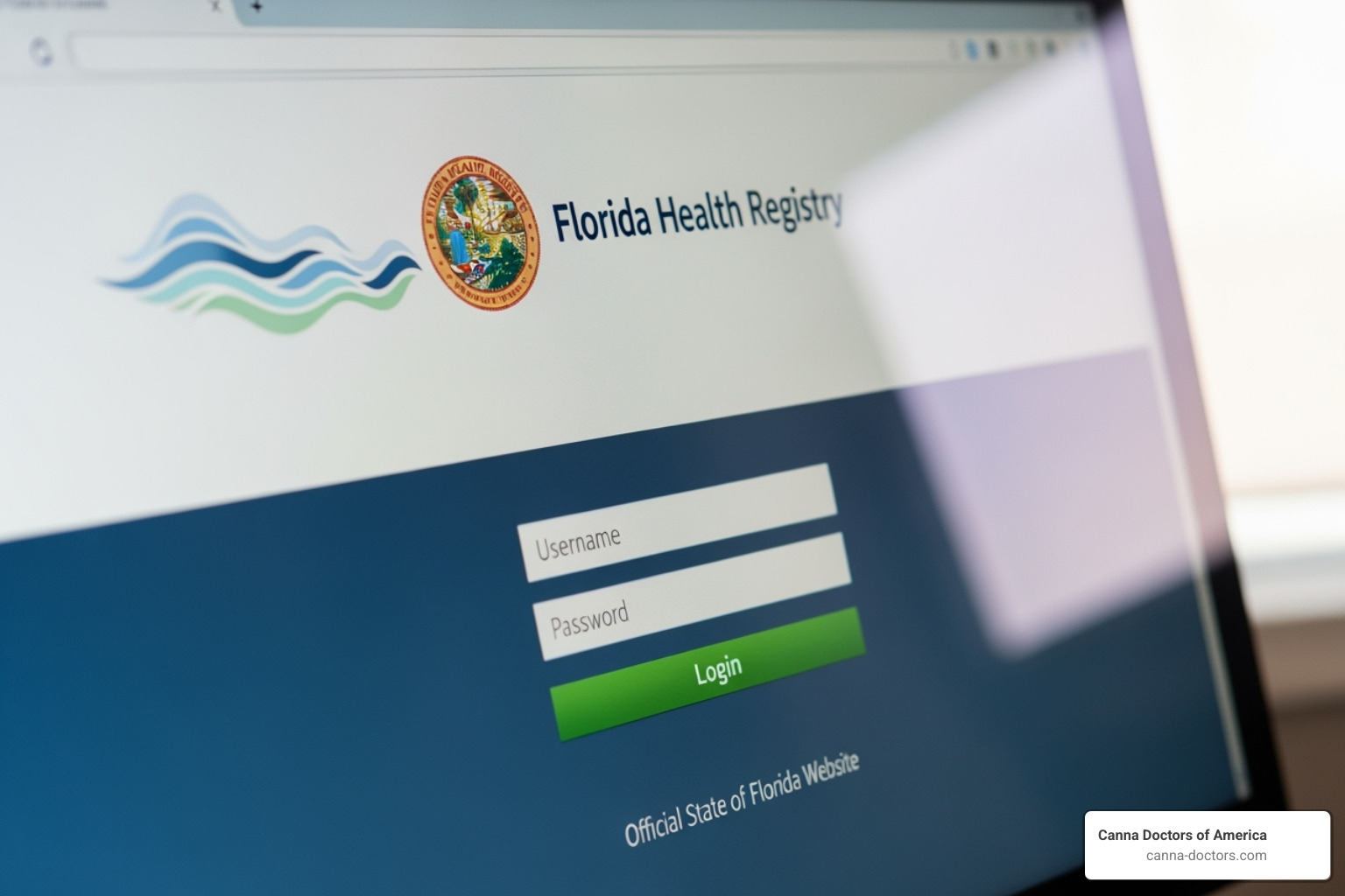 Florida Medical Marijuana Use Registry (MMUR) website login page - cannabis card renewal Tampa