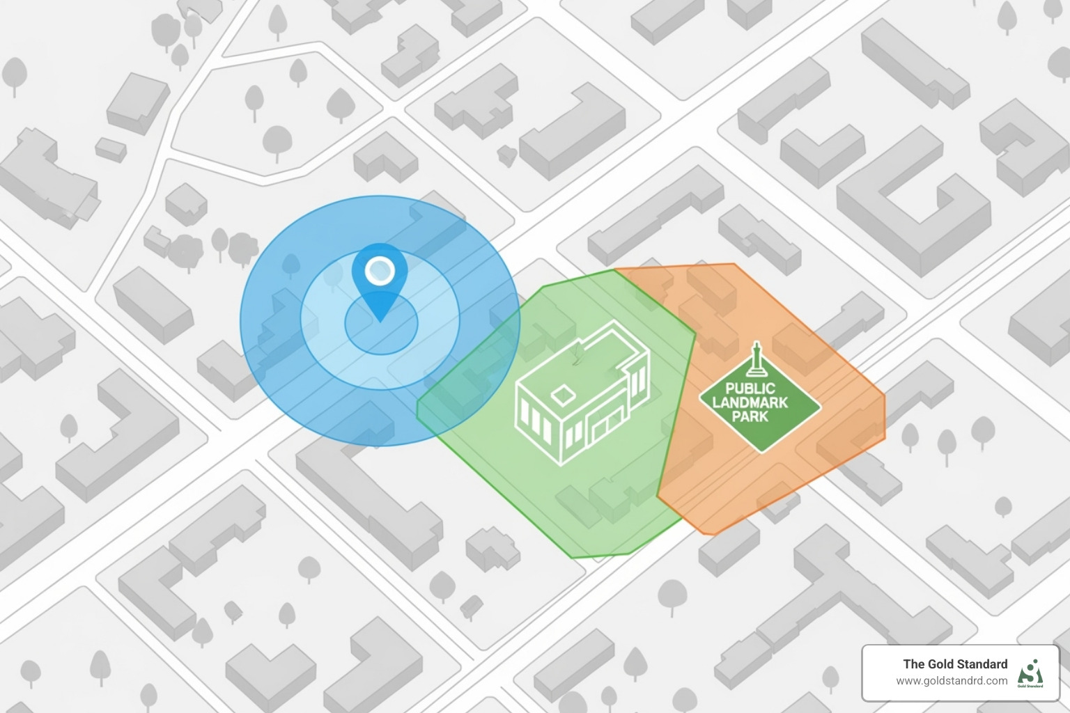 illustrating the difference between radius, competitor, and landmark targeting - mediajel