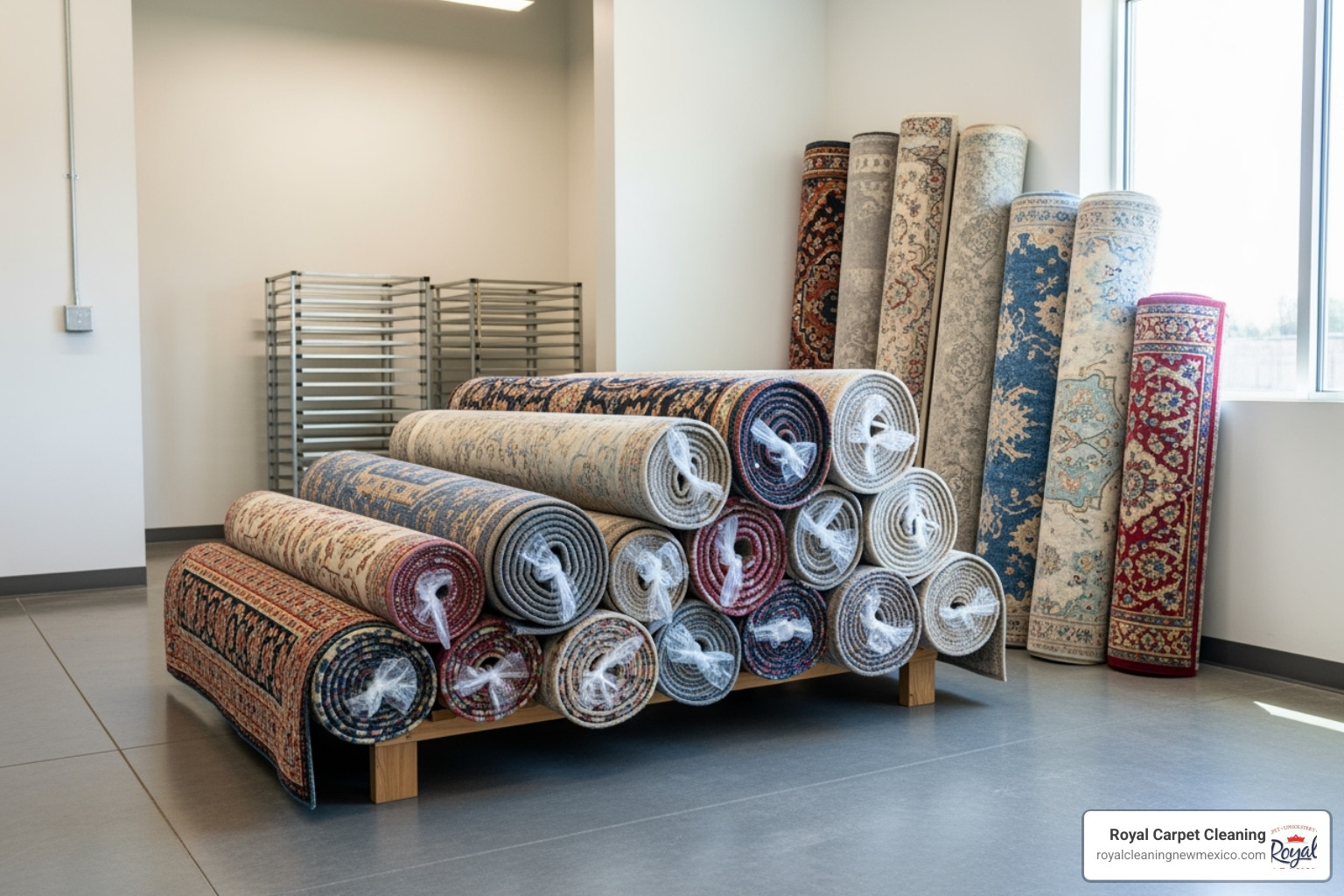 rolled-up, freshly cleaned rug - area rug cleaning service near me