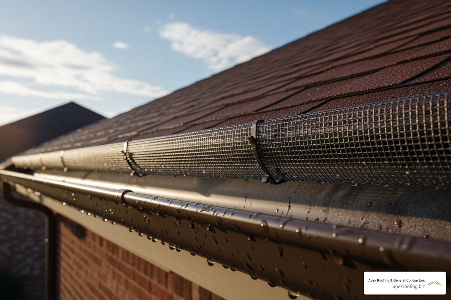 image of a gutter guard installed on a gutter section - gutter and roof repair handyman