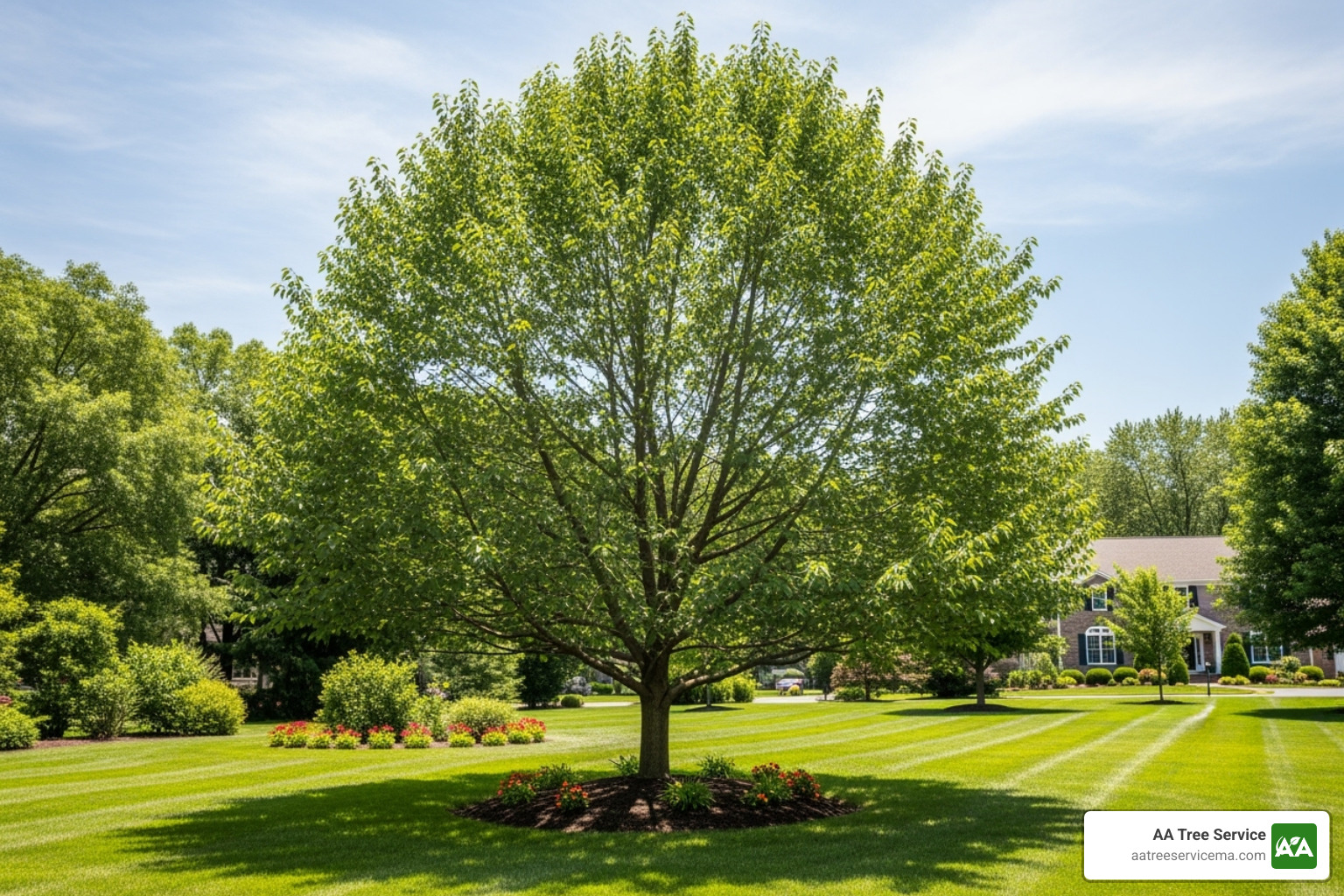 A healthy, well-maintained tree with a neatly pruned canopy - nh tree service A healthy, well-maintained tree with a neatly pruned canopy - nh tree service