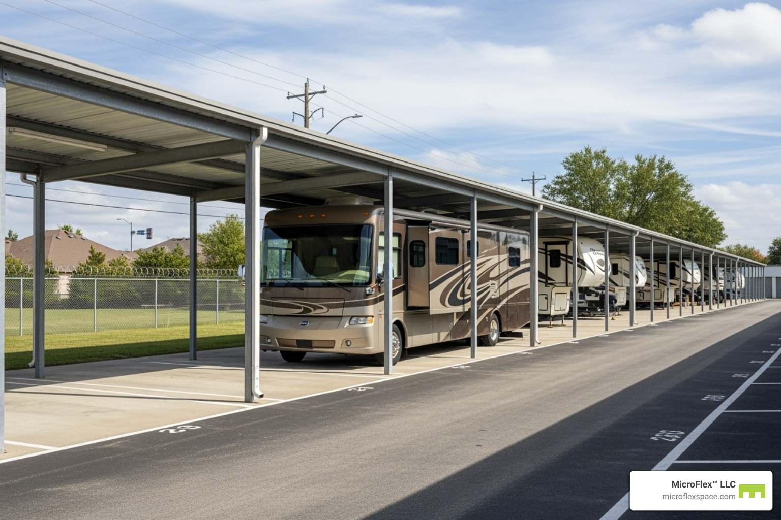 RV parked in a covered storage space - rent short term storage RV parked in a covered storage space - rent short term storage