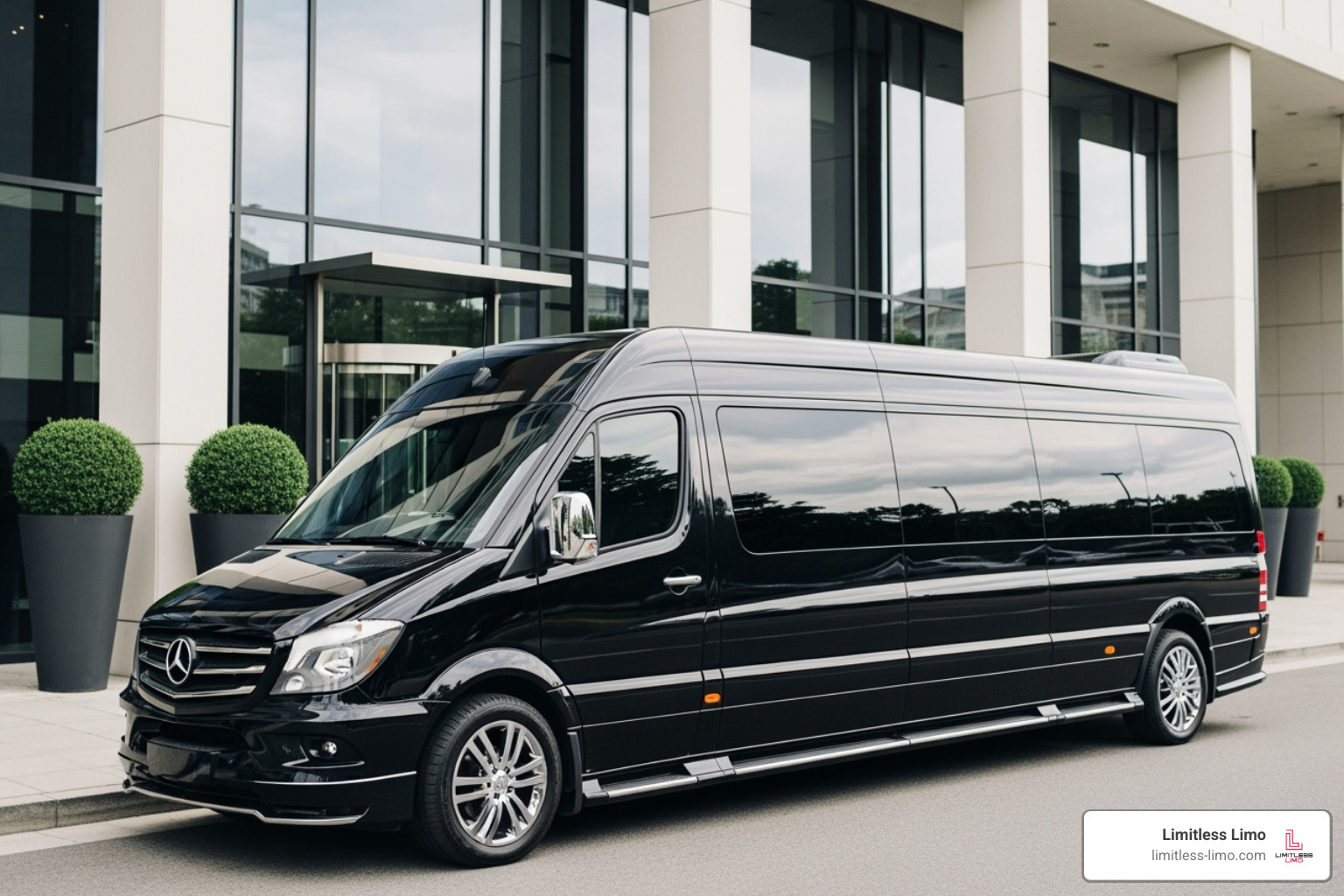 Stylish Mercedes Sprinter Limo, representing a balance of luxury and value - best deals on limo rentals