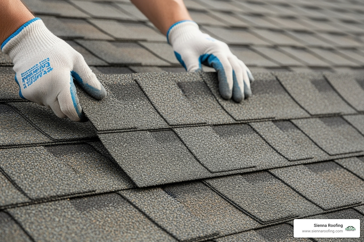 new shingle being carefully slid into place - how to repair roof shingles