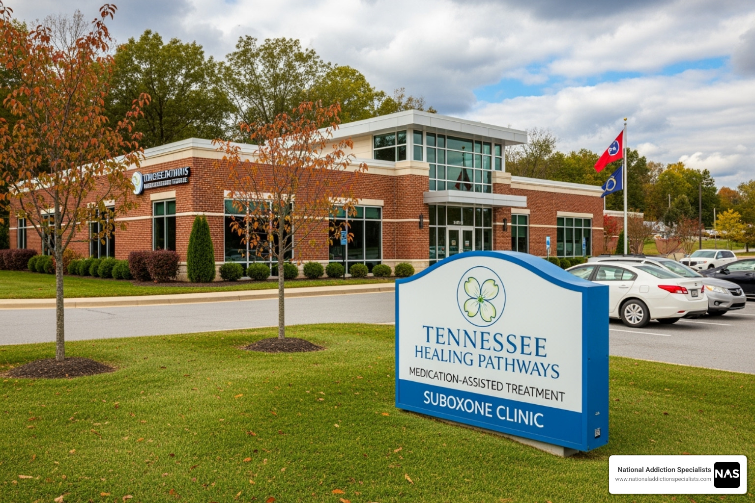 Map of Tennessee with pins on major cities - suboxone clinic tennessee