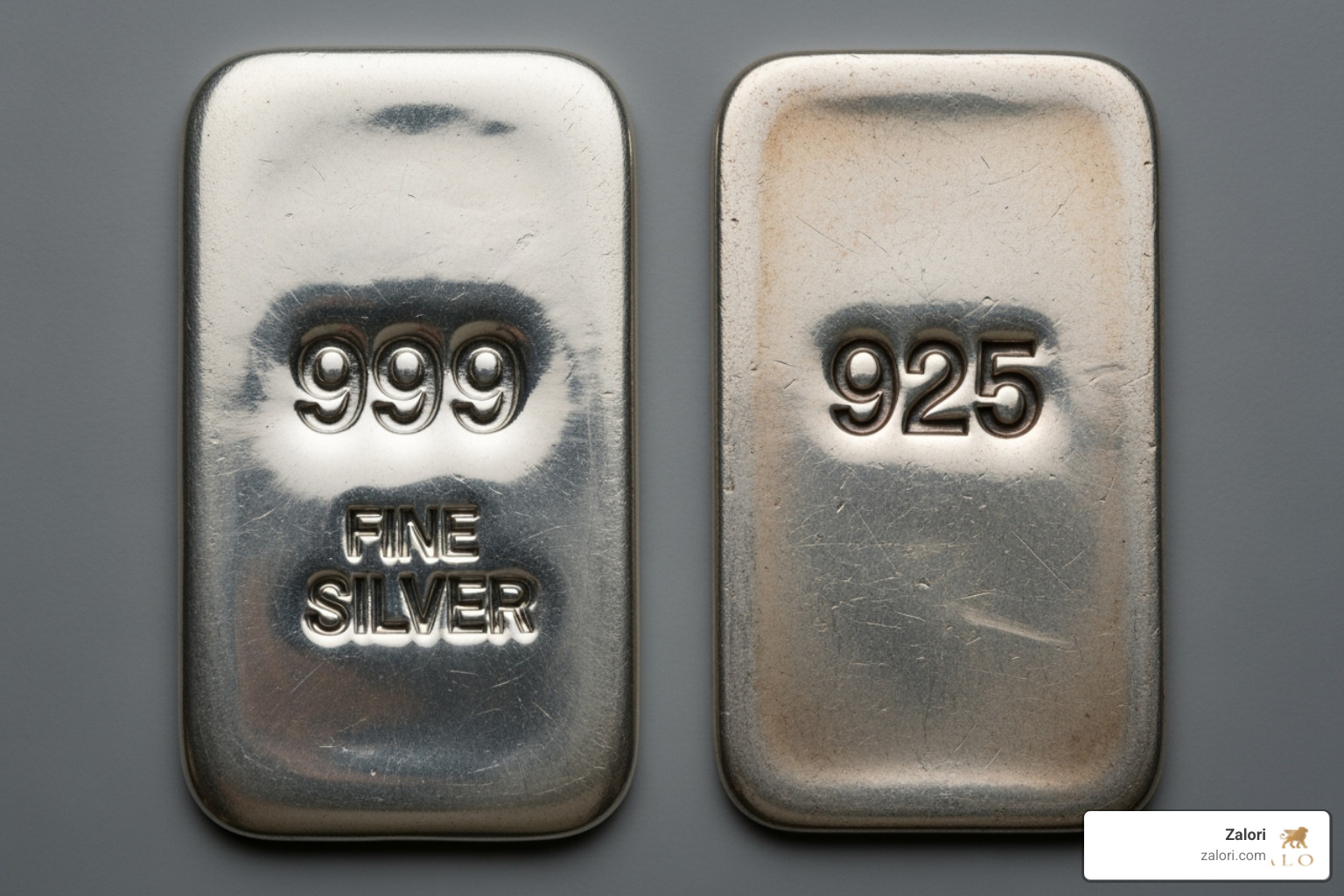 two silver bars, one stamped "999" and the other "925" - pure silver chain