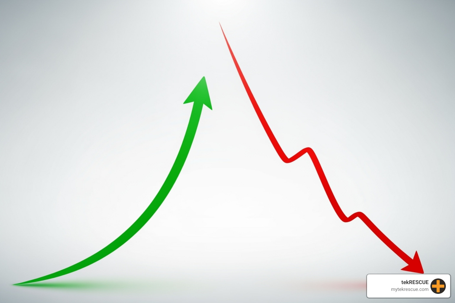 Chart showing upward trends in productivity and cost savings, and downward trends in IT incidents and downtime for businesses partnering with a proactive IT services company - it services company