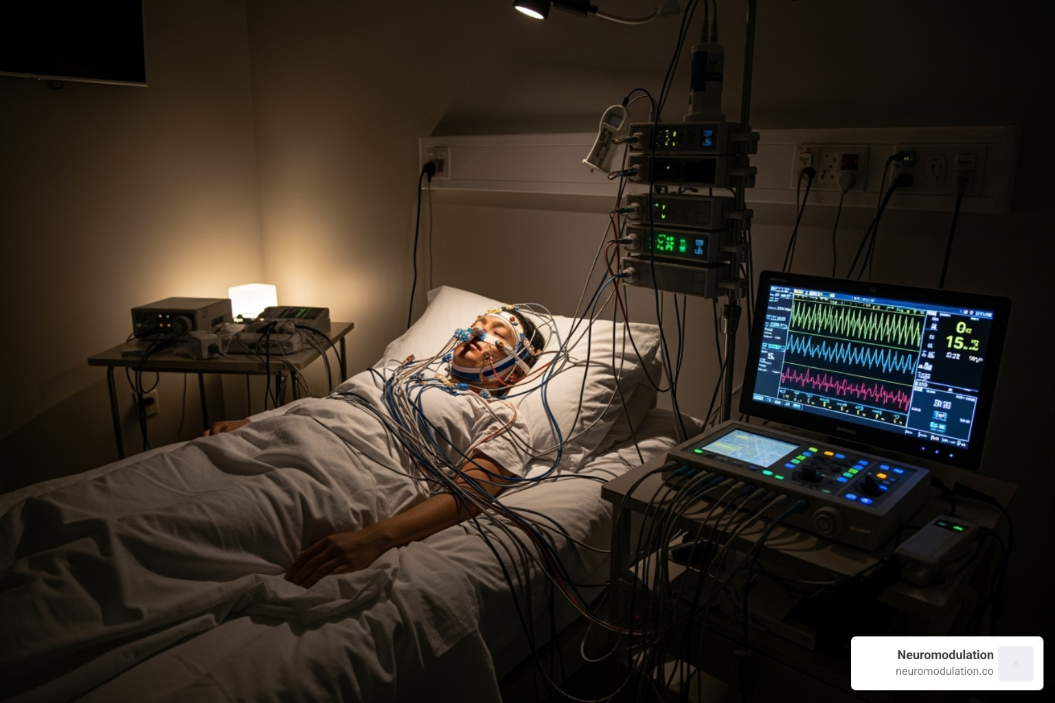 a patient undergoing a sleep study (polysomnography) - VNS therapy complications