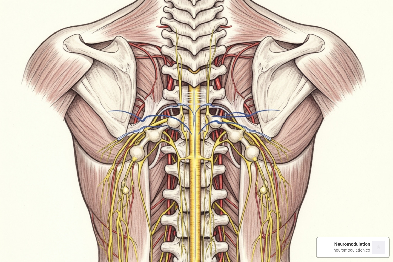 Image illustrating the different anatomical targets for various neurostimulation therapies - How does neurostimulation work?