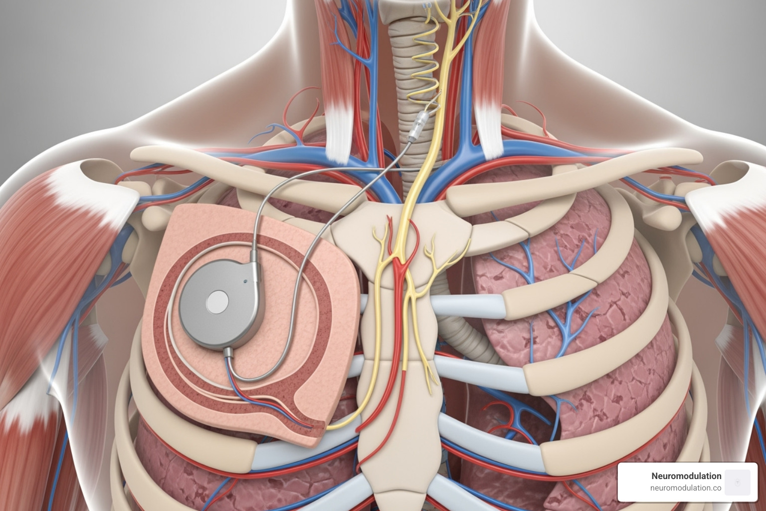 Placement of the VNS pulse generator in the chest and the lead wire in the neck - vagal nerve stimulator