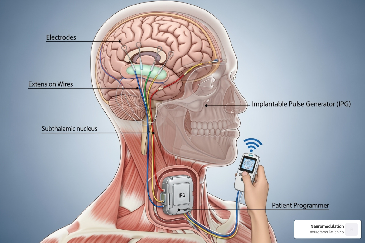diagram showing a DBS implant in the brain - How much does DBS cost?