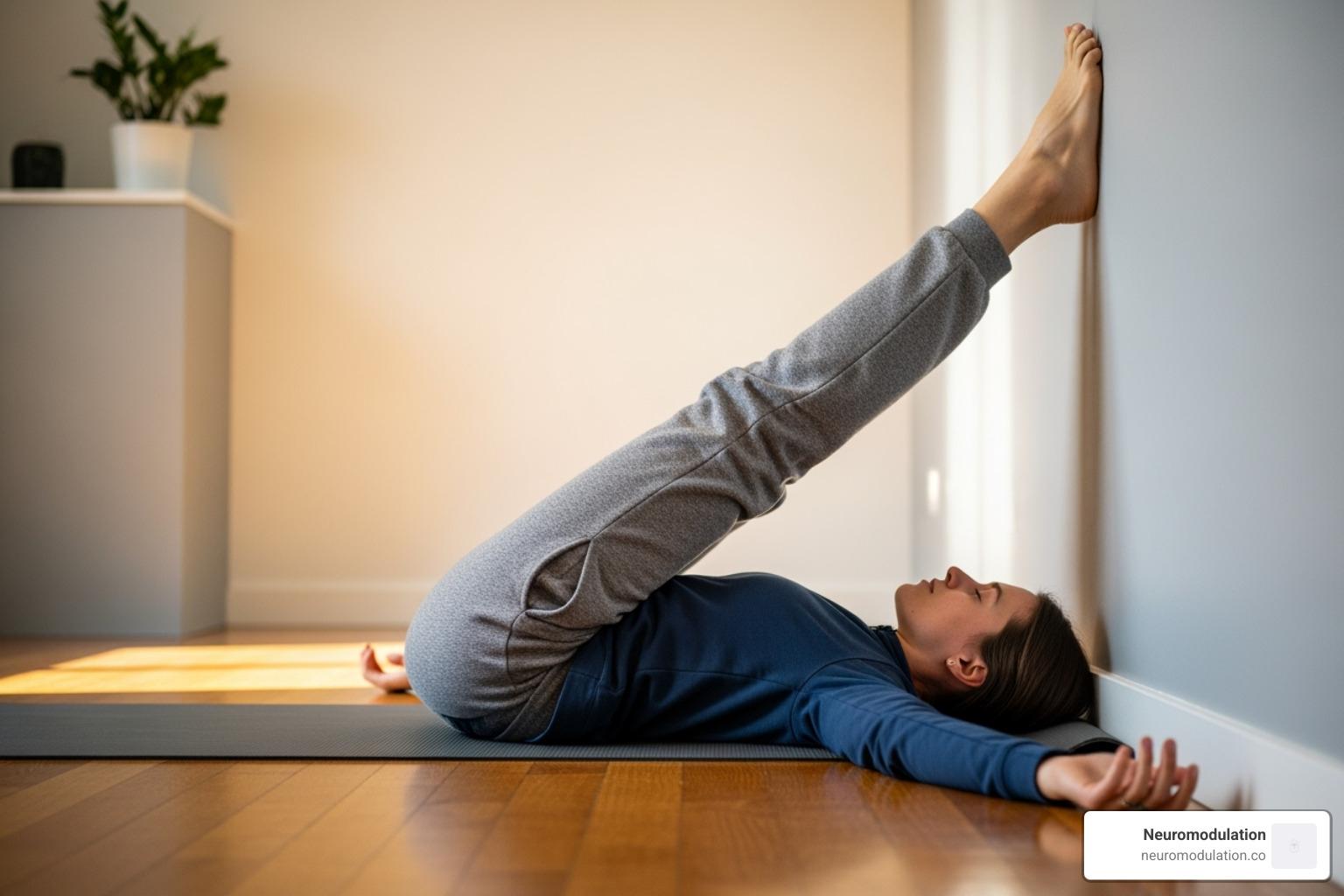 person lying down with their legs liftd to improve blood flow - vagal response