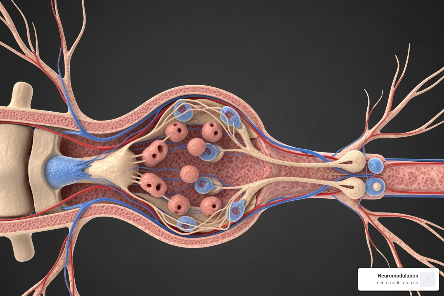 DRG location in intervertebral foramen - Dorsal root ganglion