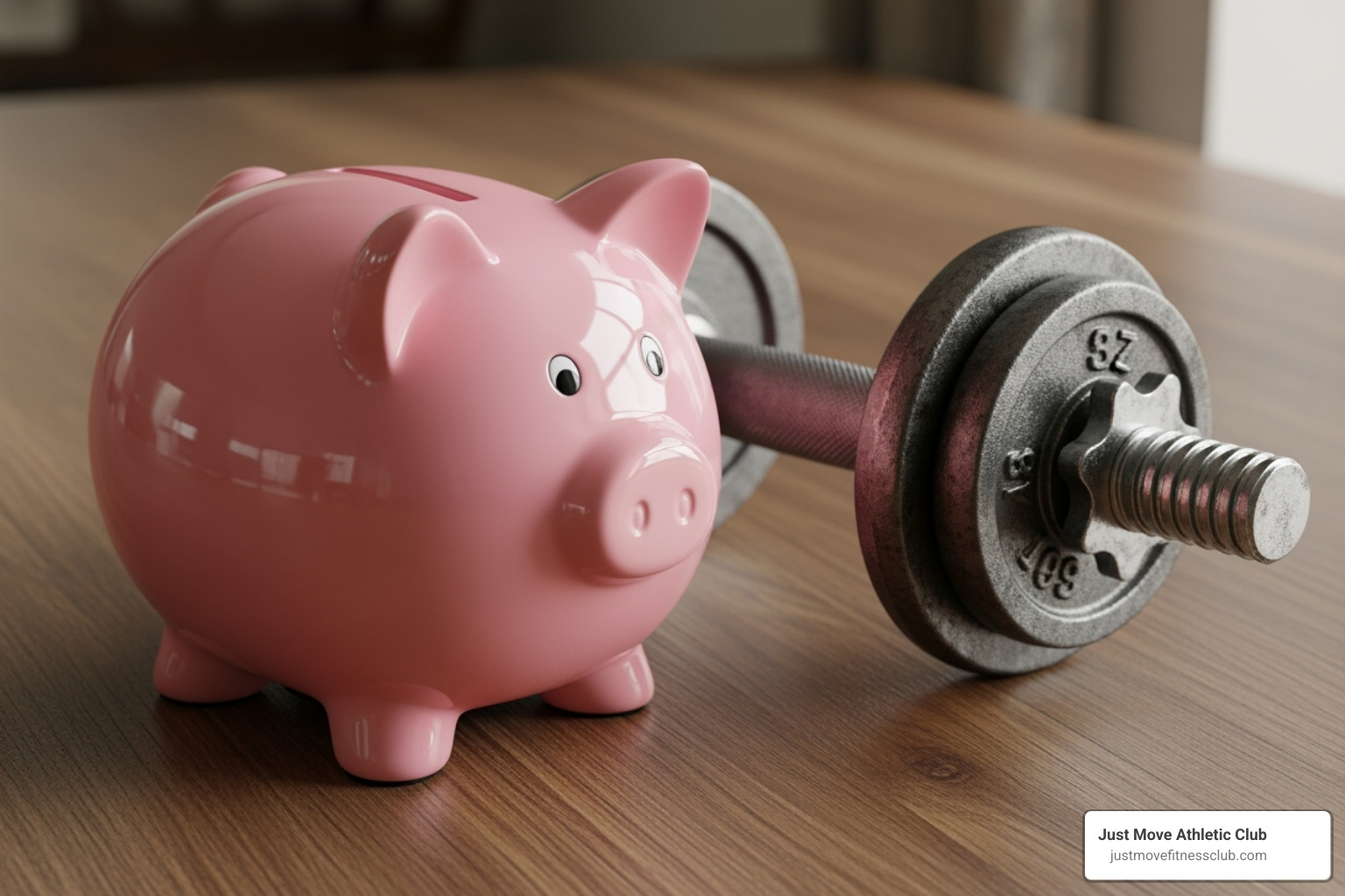 Piggy bank next to a dumbbell - personal training lakeland Piggy bank next to a dumbbell - personal training lakeland