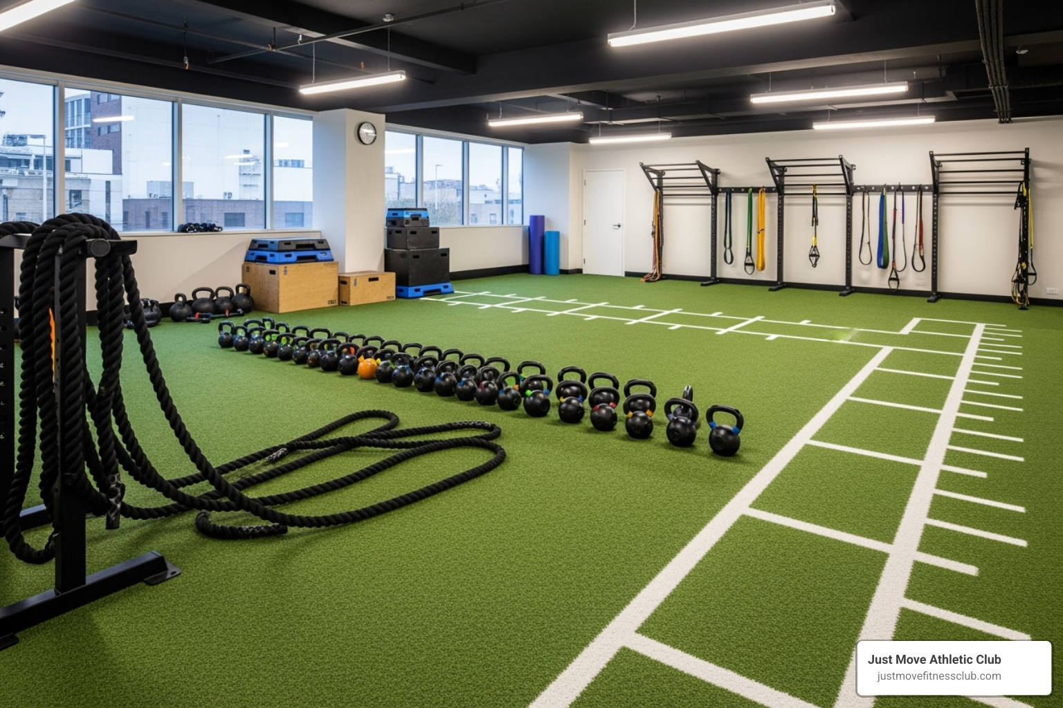 a gym's functional training area with turf and various equipment - gyms in lakeland fl