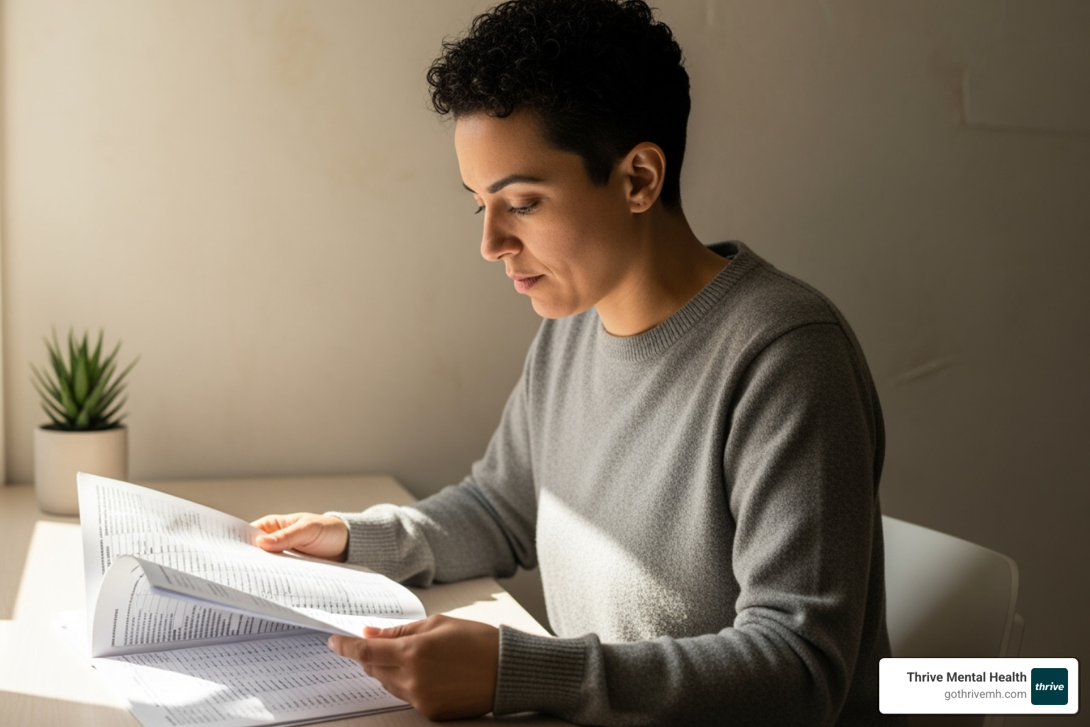 A person reviewing an insurance document - PHP mental health services