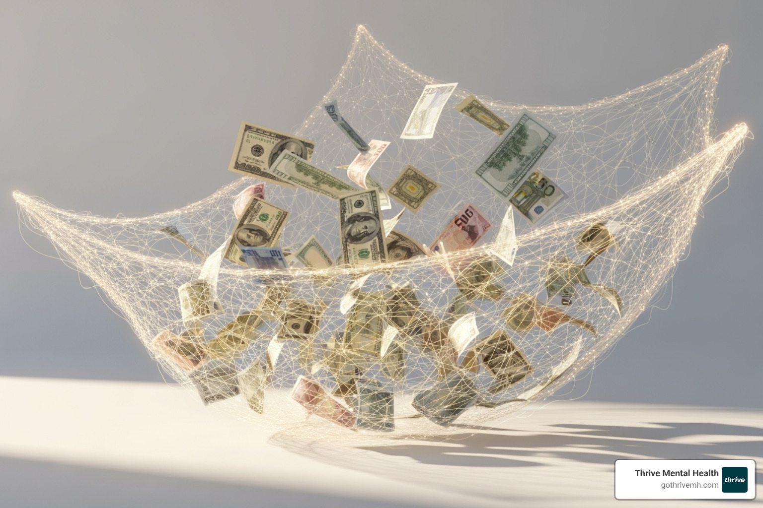A metaphorical safety net catching medical bills - individual health insurance