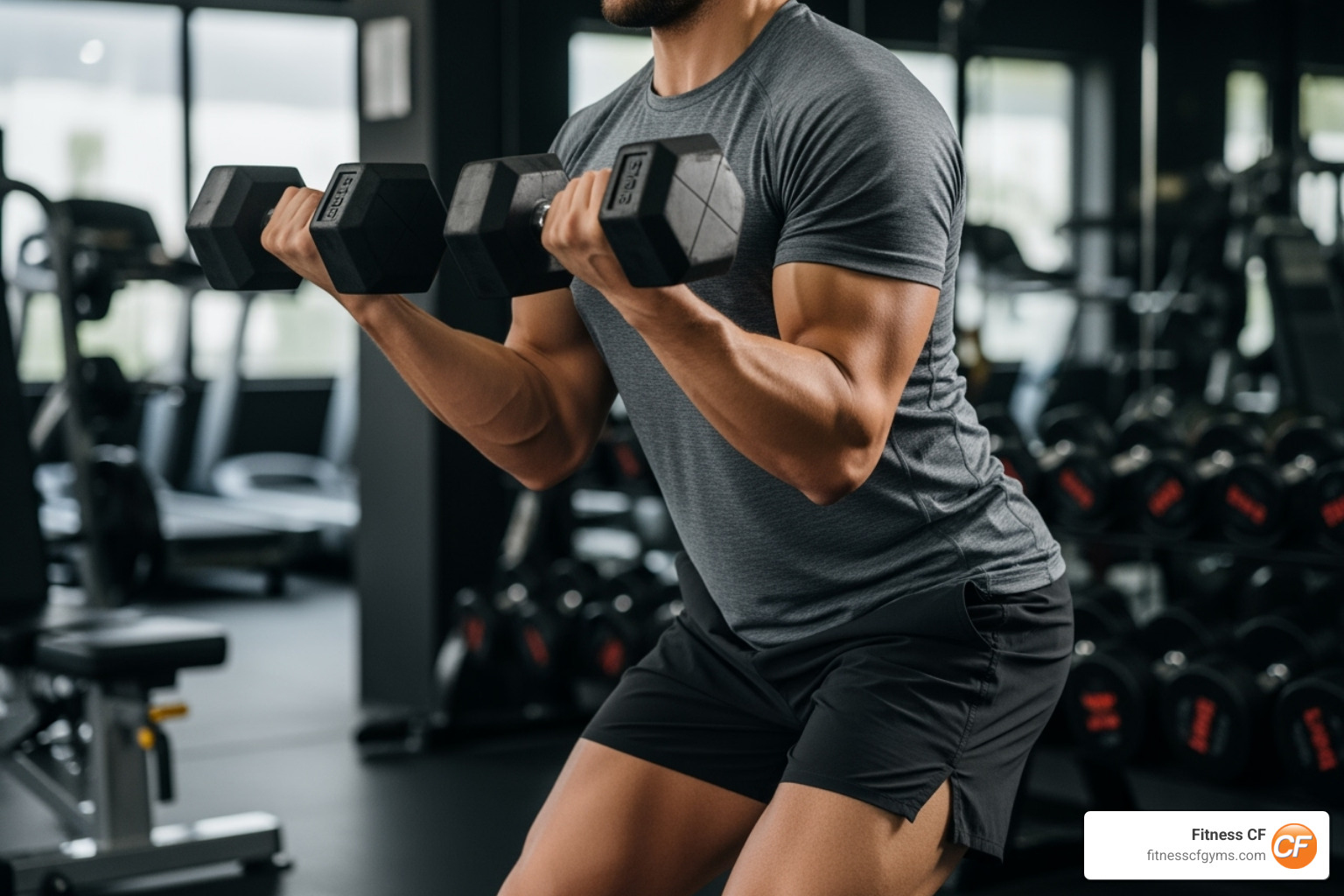 Image of a person performing a hammer curl - arm exercises