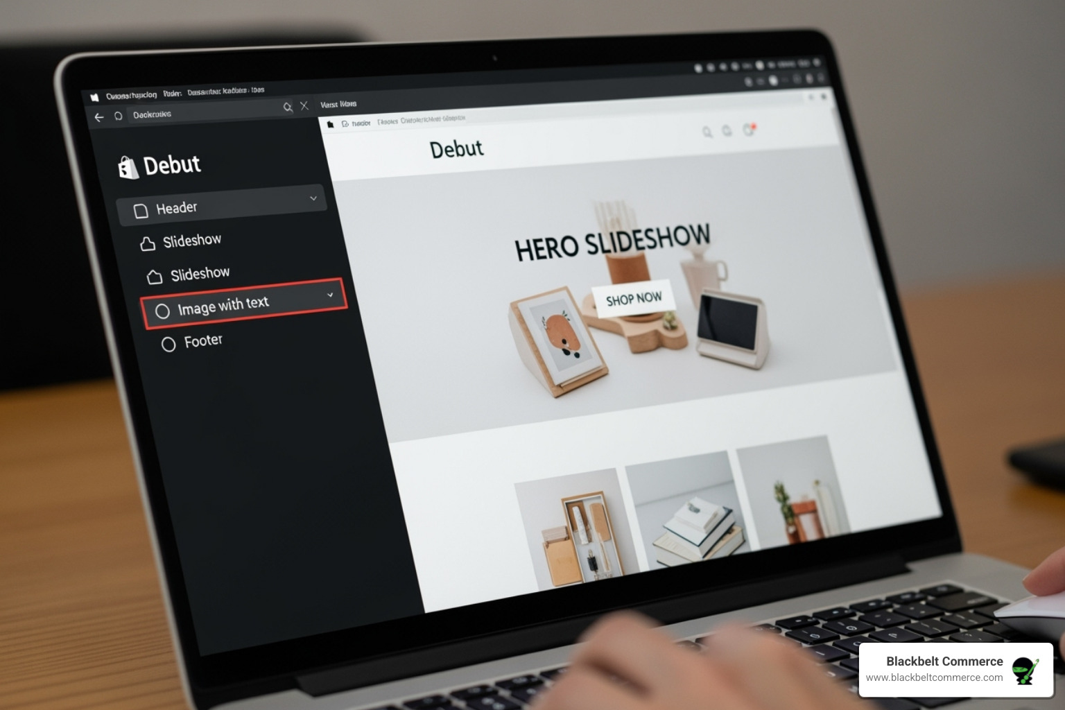 Shopify Theme Settings panel showing Colors and Typography options - shopify debut theme customization