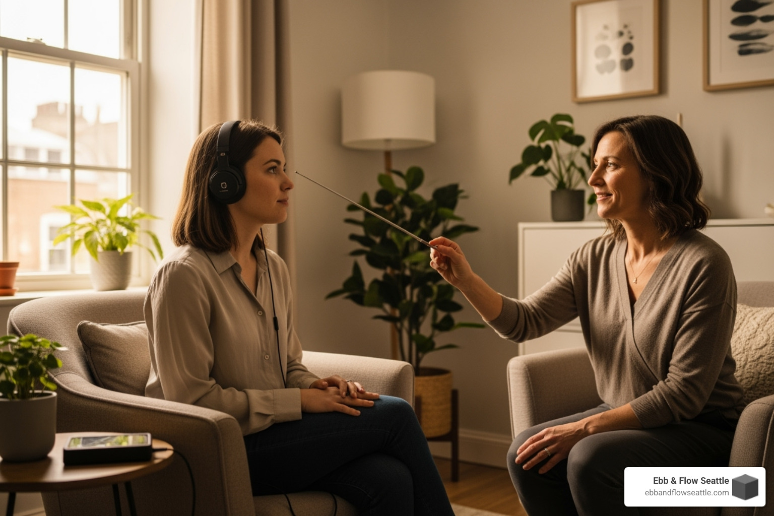 therapist guiding client through brainspotting session - brainspotting therapy